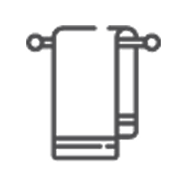 Line icon of two towels hanging on a towel rack