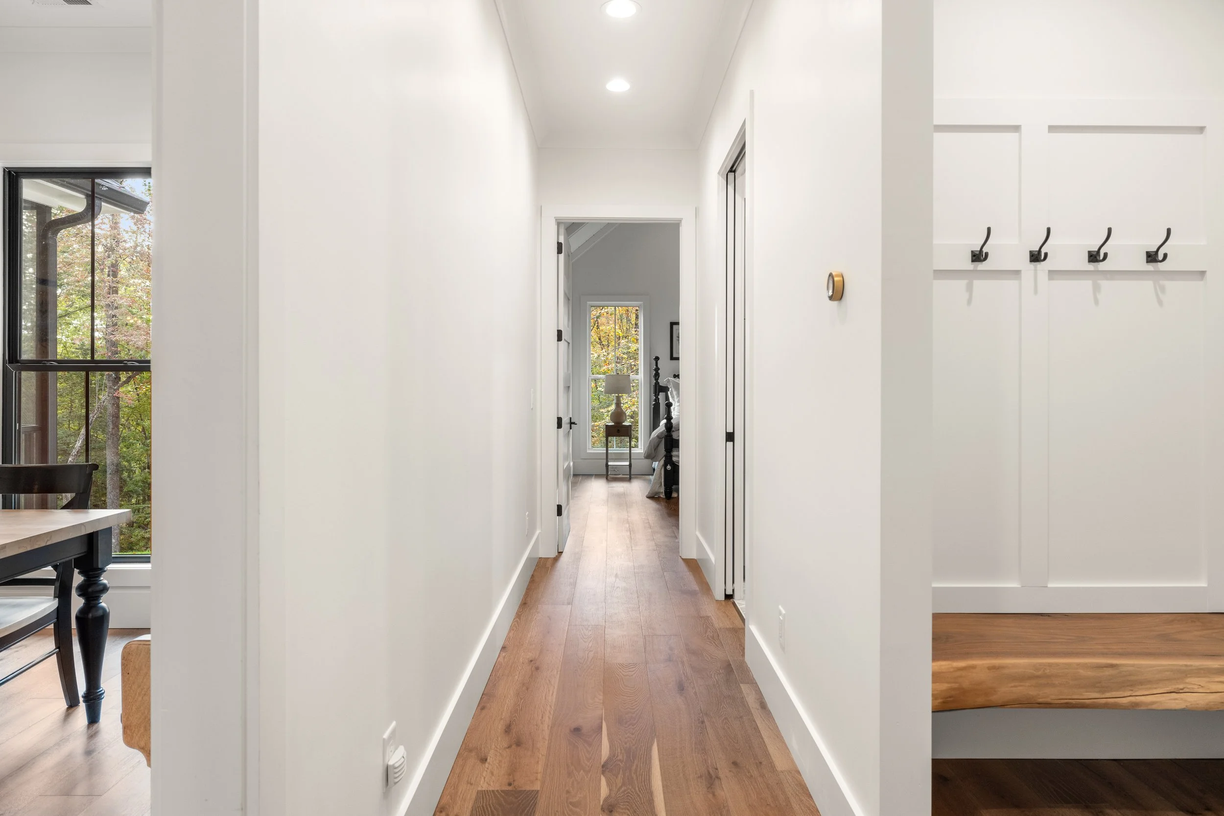 Wide plank engineered hardwood floors.