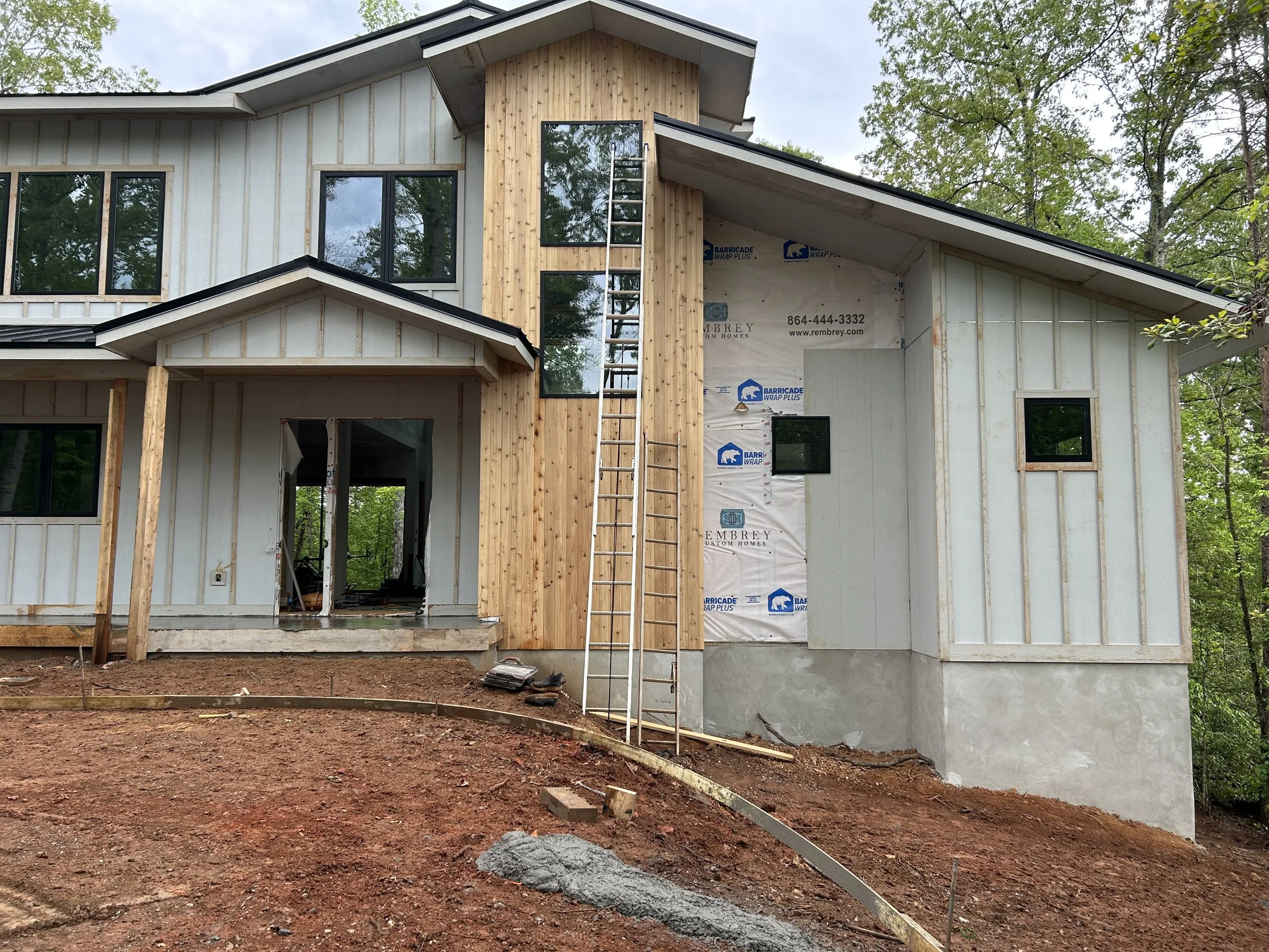 Fiber cement board and baton siding. 1x6 cedar tongue and groove siding. 