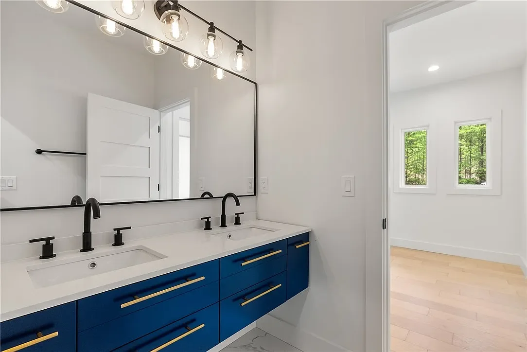 Wall mount double vanity.