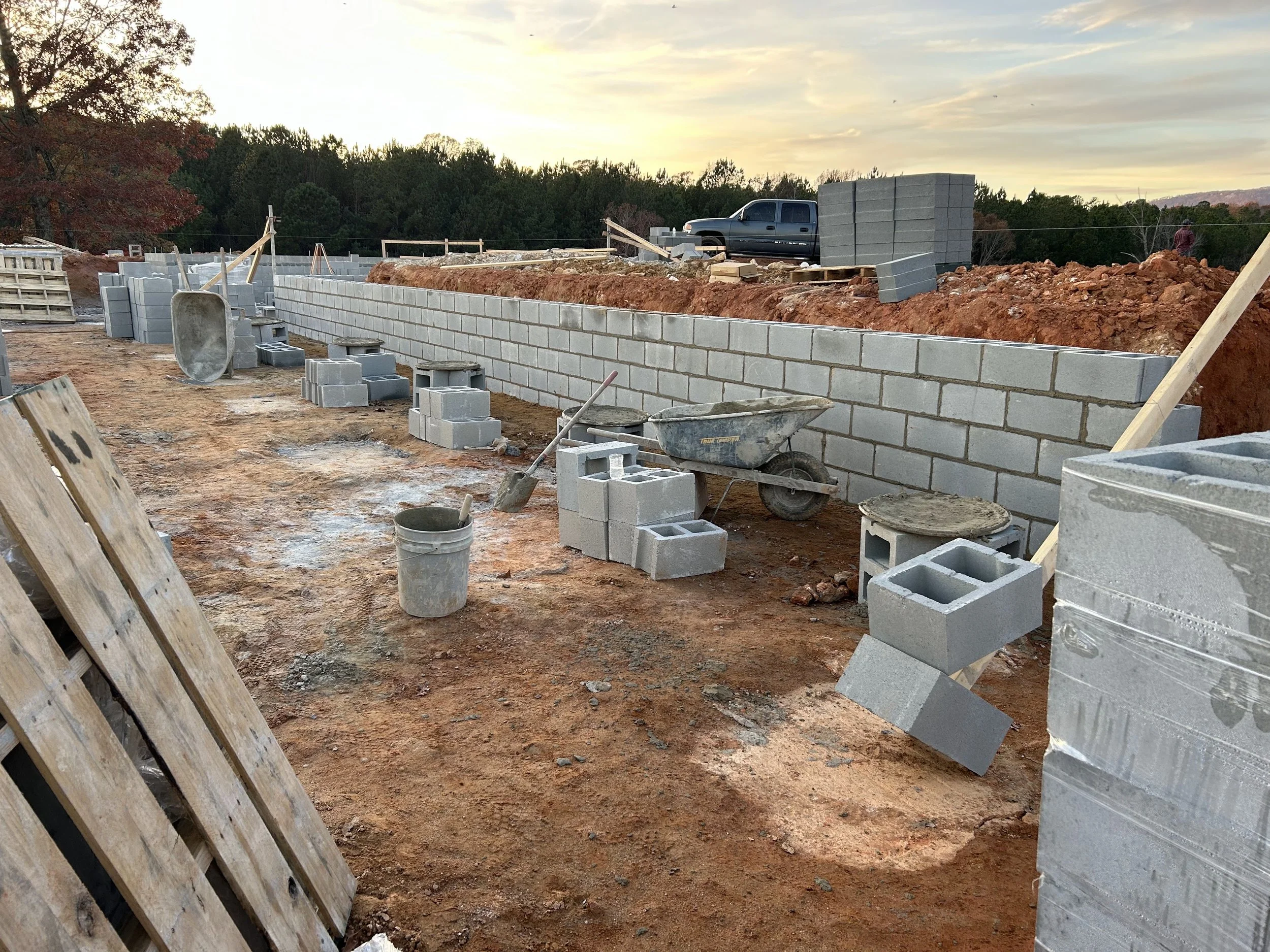 12" block wall foundation erected.