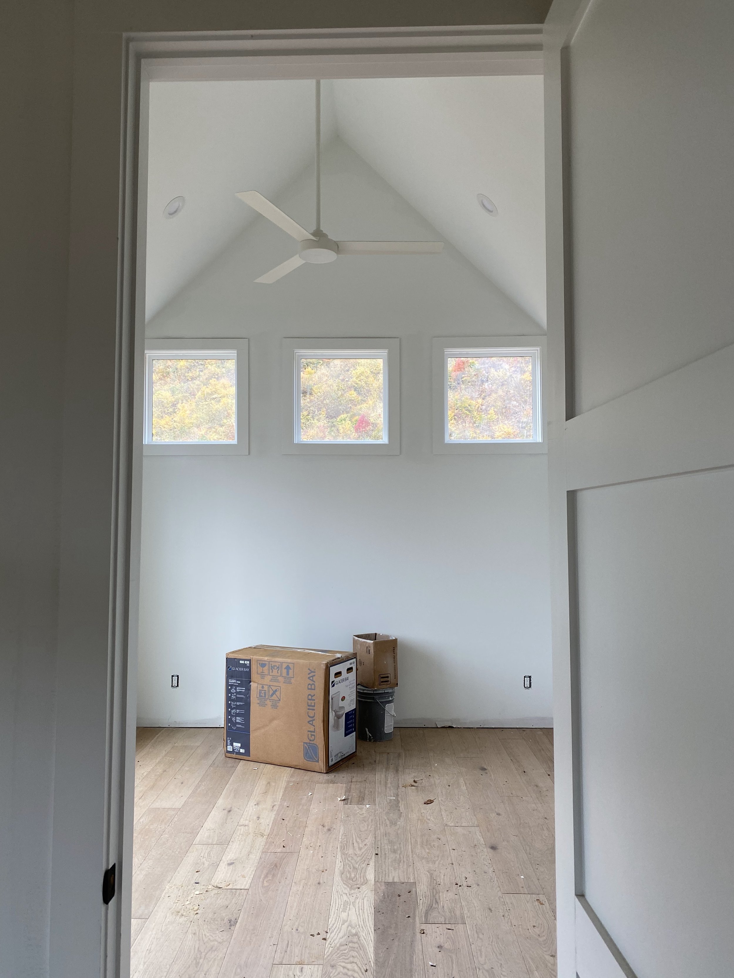 Sheetrock, trim, LVP flooring, and electrical fixtures installed.