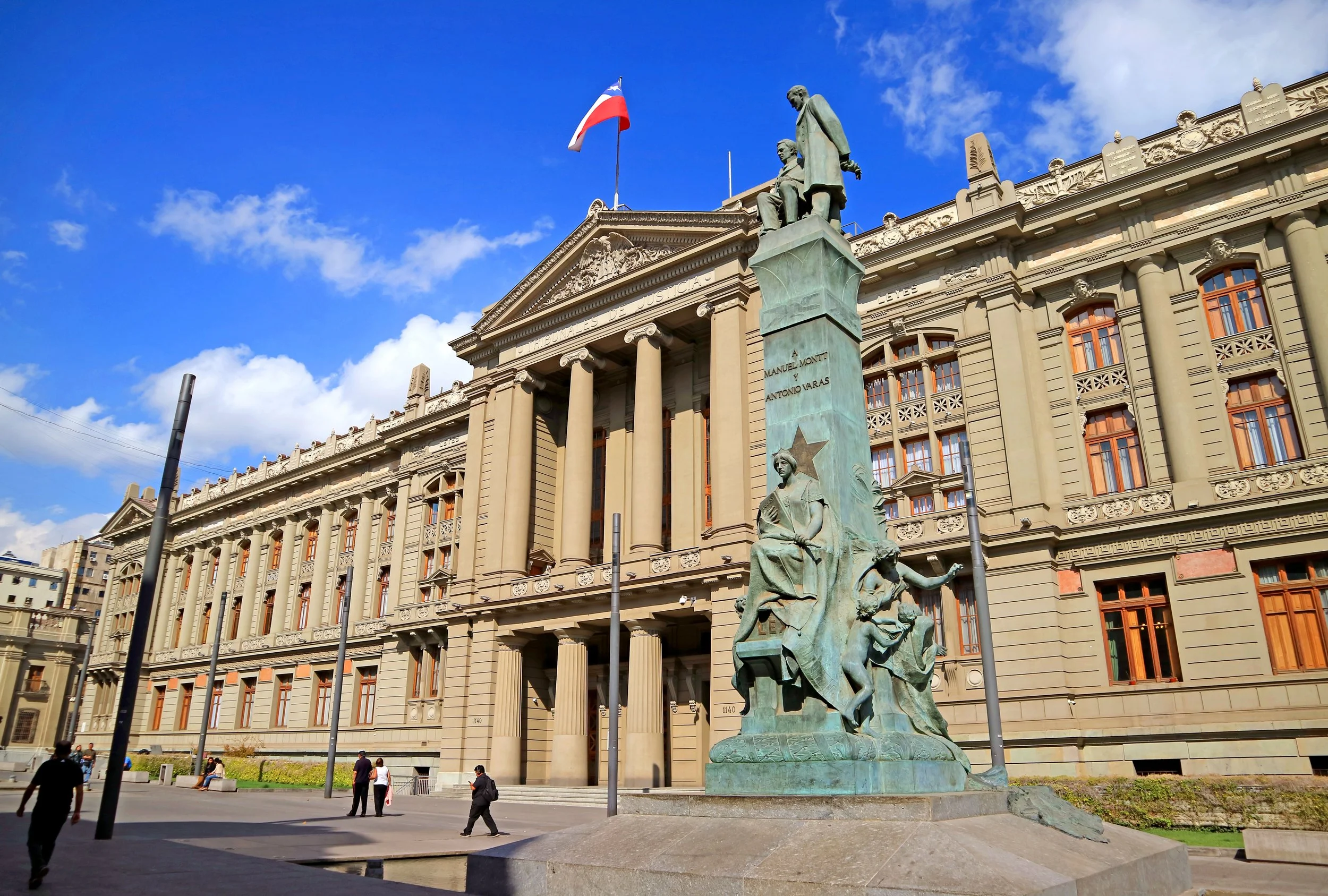 Stunning Building of the Supreme Court of Chile or Palacio de los Tribunales de Justicia de Chile on Montt Varas Square in Santiago, Chile, South America - By jobi_pro