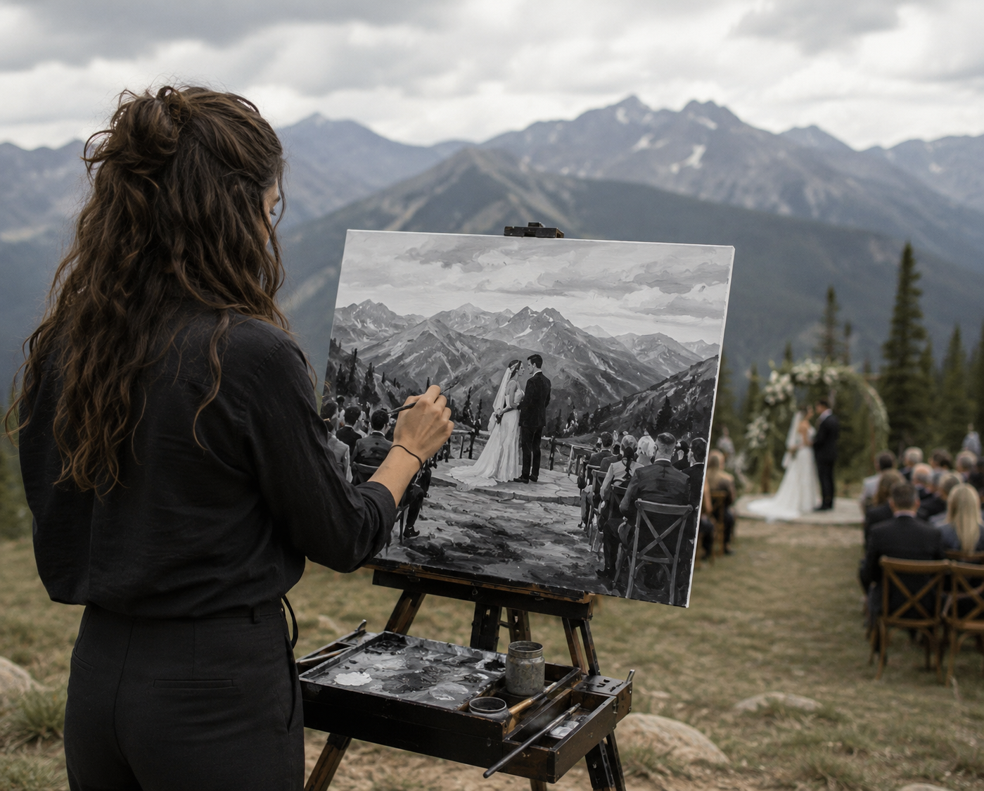 Monochrome Wedding Painting