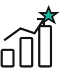 Graph showing upward trend with a star at the top