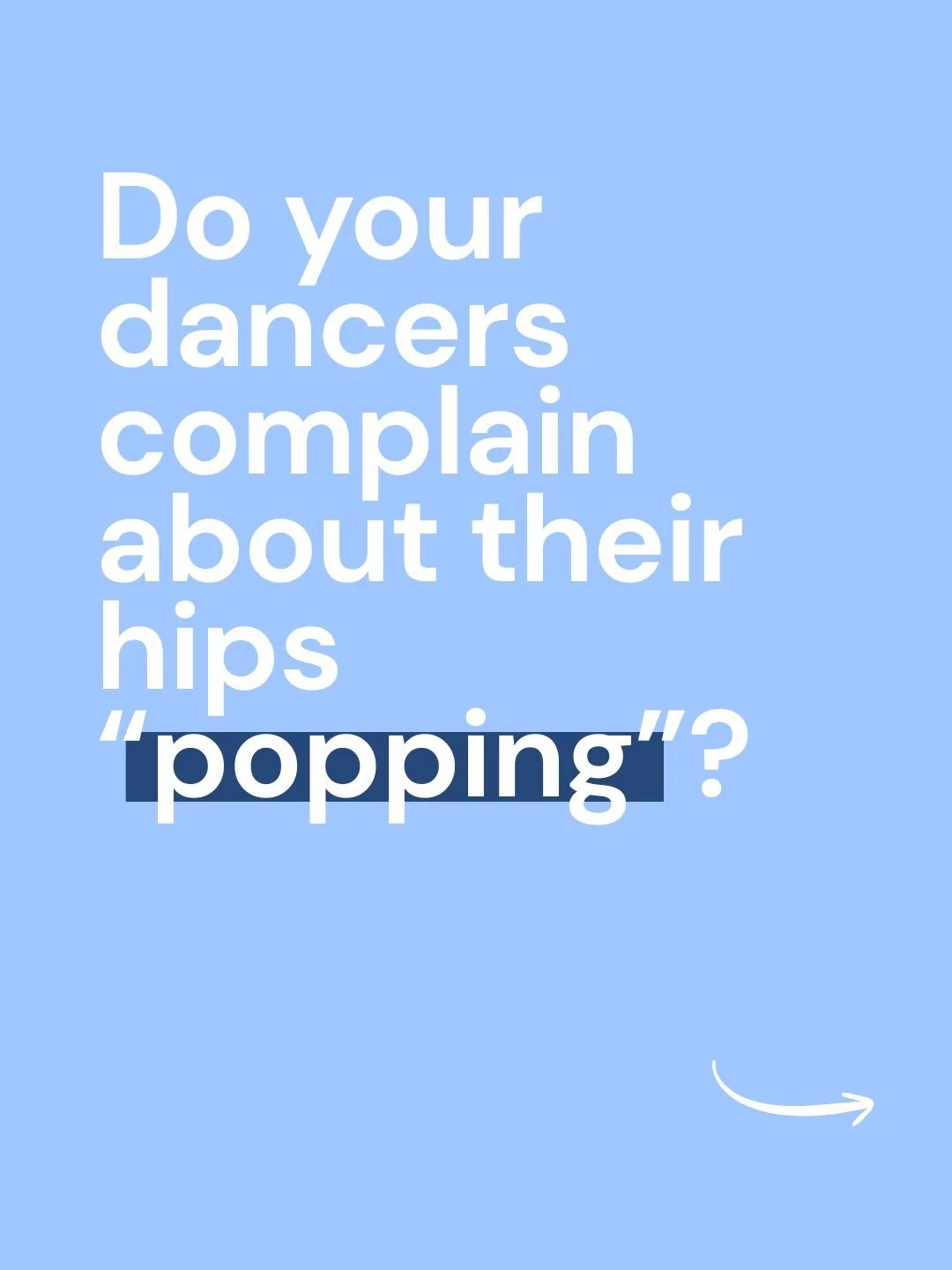 Snapping hip syndrome is an extremely common concern for dancers, and chances are you&rsquo;ve had a student ask what they should do about it. 

Your first response? Get it checked out! 

Even if the snapping in their hip is not accompanied by pain, 
