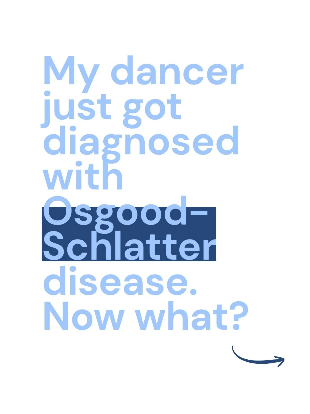 Calling all dance parents - do you have a dancer with knee pain just below the knee, accompanied by inflammation, tender to touch, and maybe even a bony lump? 

Osgood-Schlatter disease has a really scary name, but is one of the most common causes of