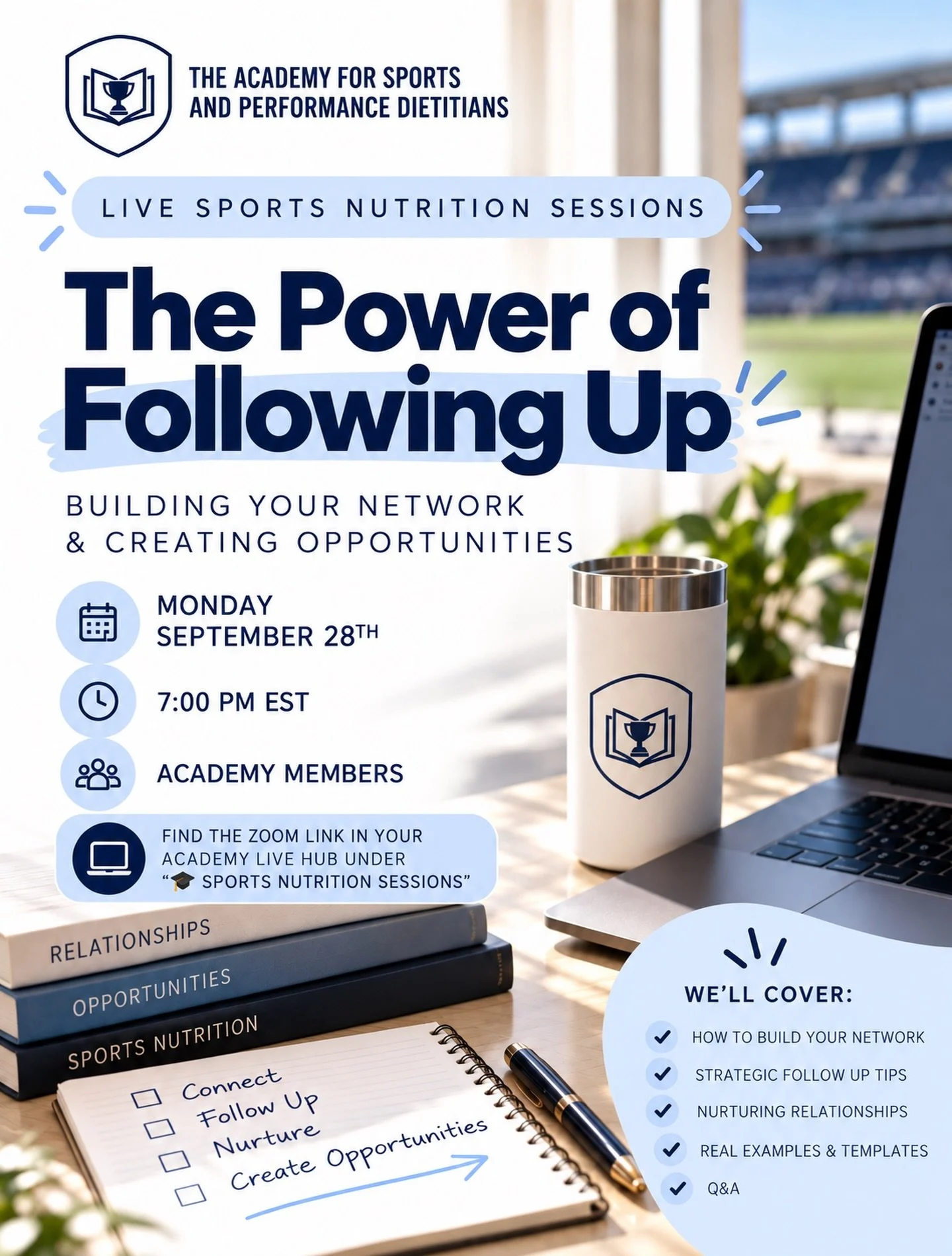 Did you reach out to a sports dietitian to connect, they haven&rsquo;t responded and now you&rsquo;re worried following up will annoy them? 👀

Let&rsquo;s talk about it 😊 

Join us tonight at 7 PM EST for &ldquo;The Power of Following Up&rdquo; whe