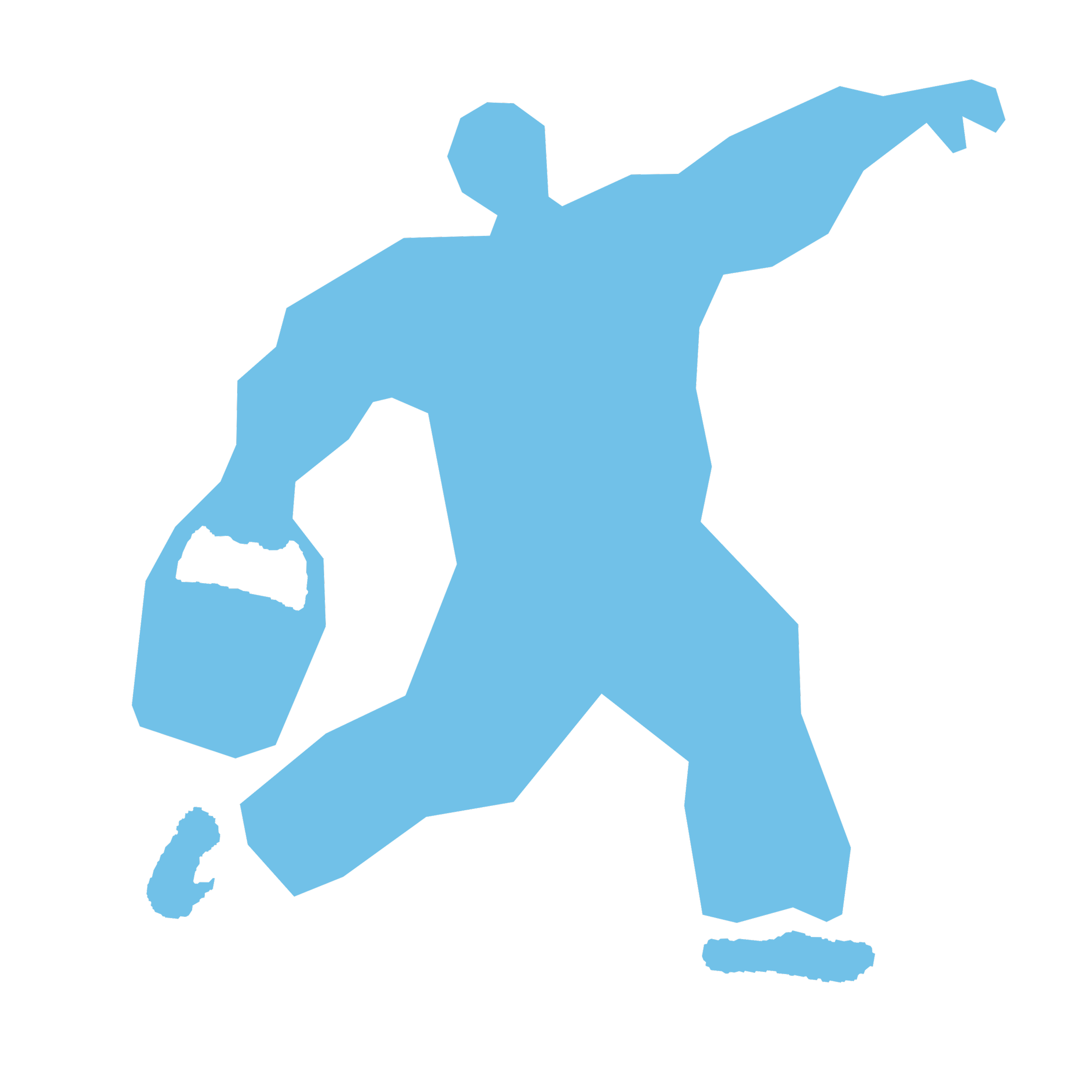 Illustration of a light blue dinosaur with a long tail and a small head, standing on a black background.