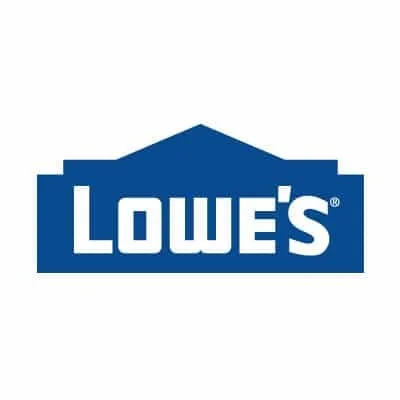 Lowe's logo with white text on a blue background.