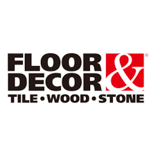 Logo for Floor & Decor featuring bold black text and a red ampersand, with the words Tile, Wood, and Stone underneath