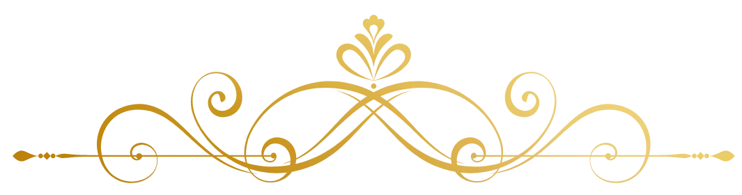 Elegant gold decorative design with swirls and floral motifs.