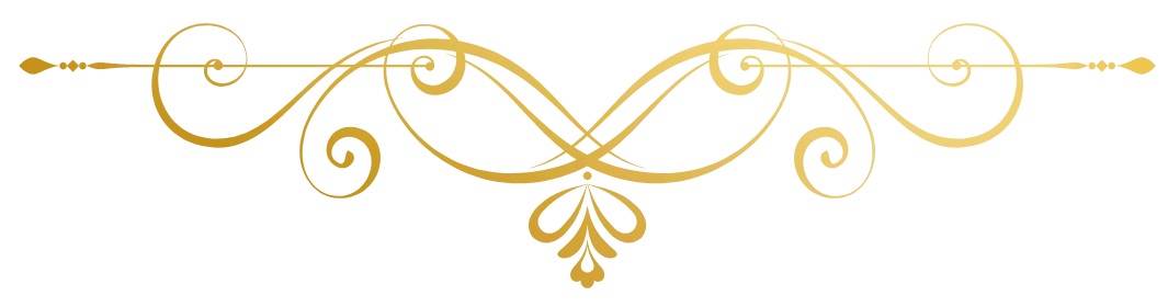 Golden, ornamental wrought iron scrollwork design.