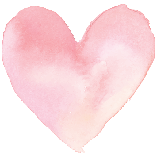 A pink watercolor painting of a heart.
