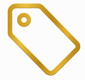Gold outline of a price tag