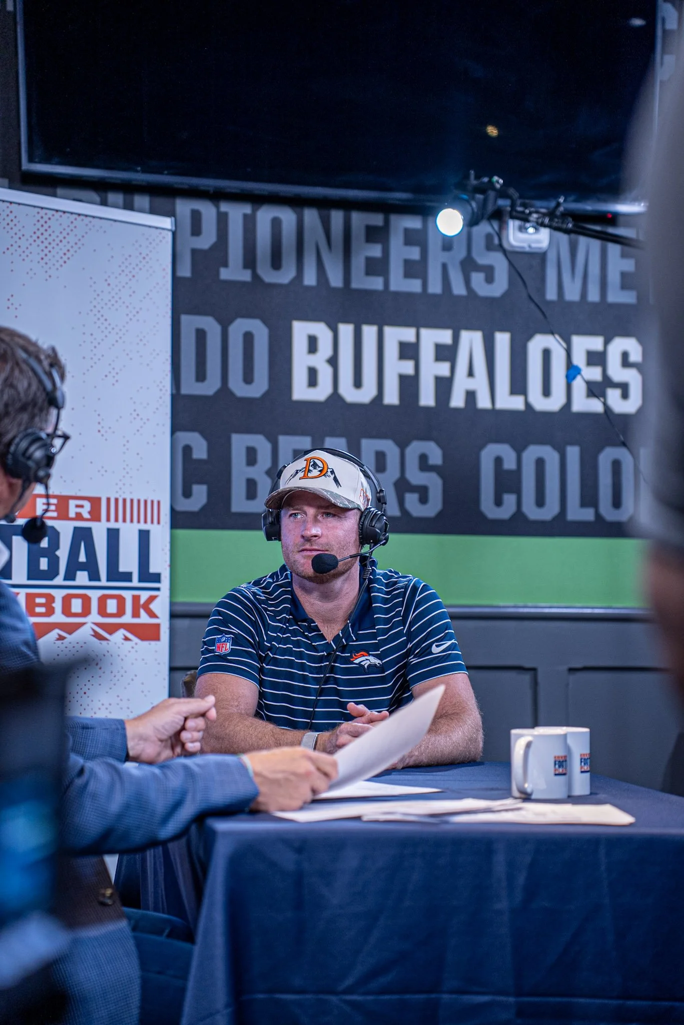 Denver Football Playbook Season 1 Episode 1 live on stage with Wil Lutz at Dave & Buster's in Westminster