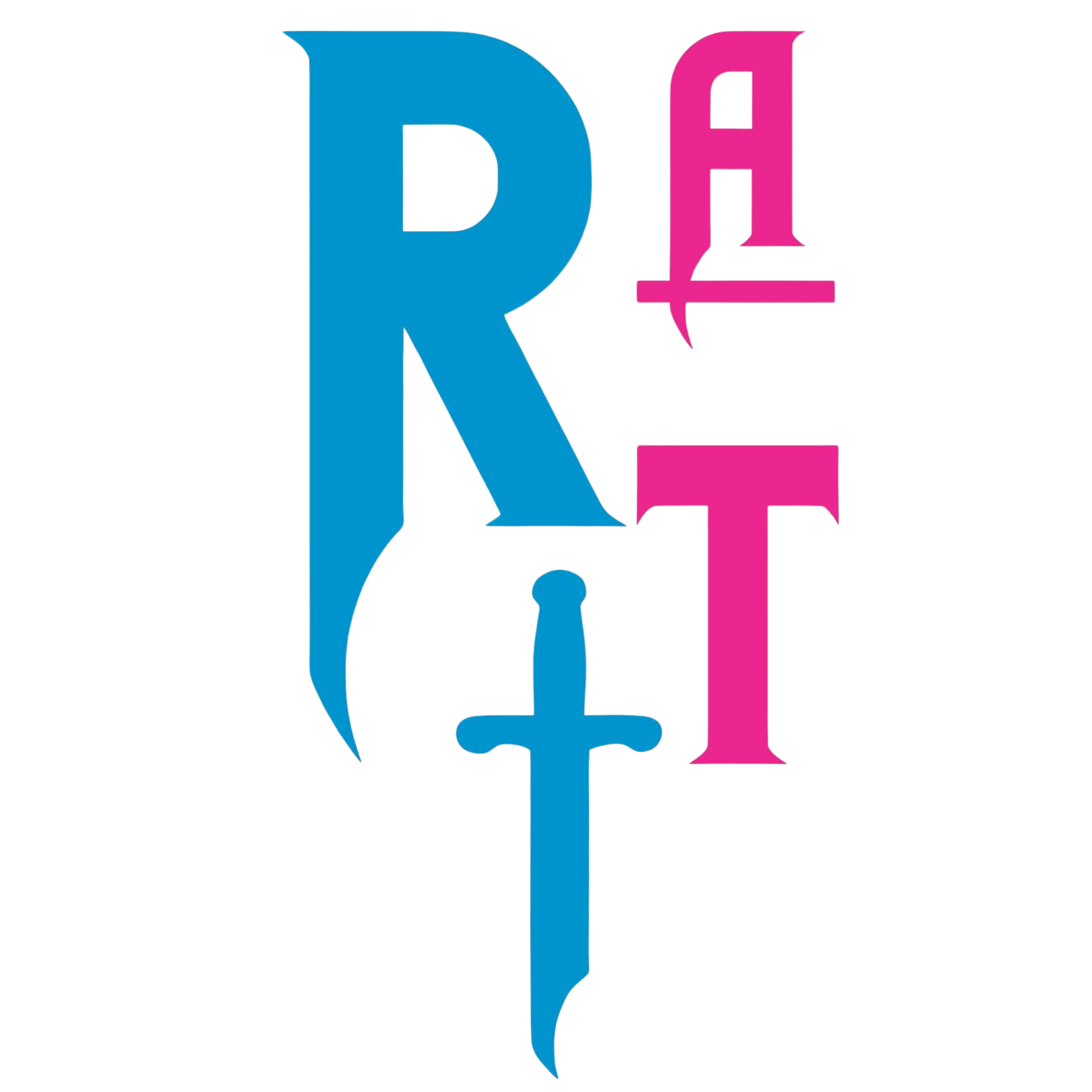 Colorful overlapping 3D letters spelling out RIA in blue and pink.