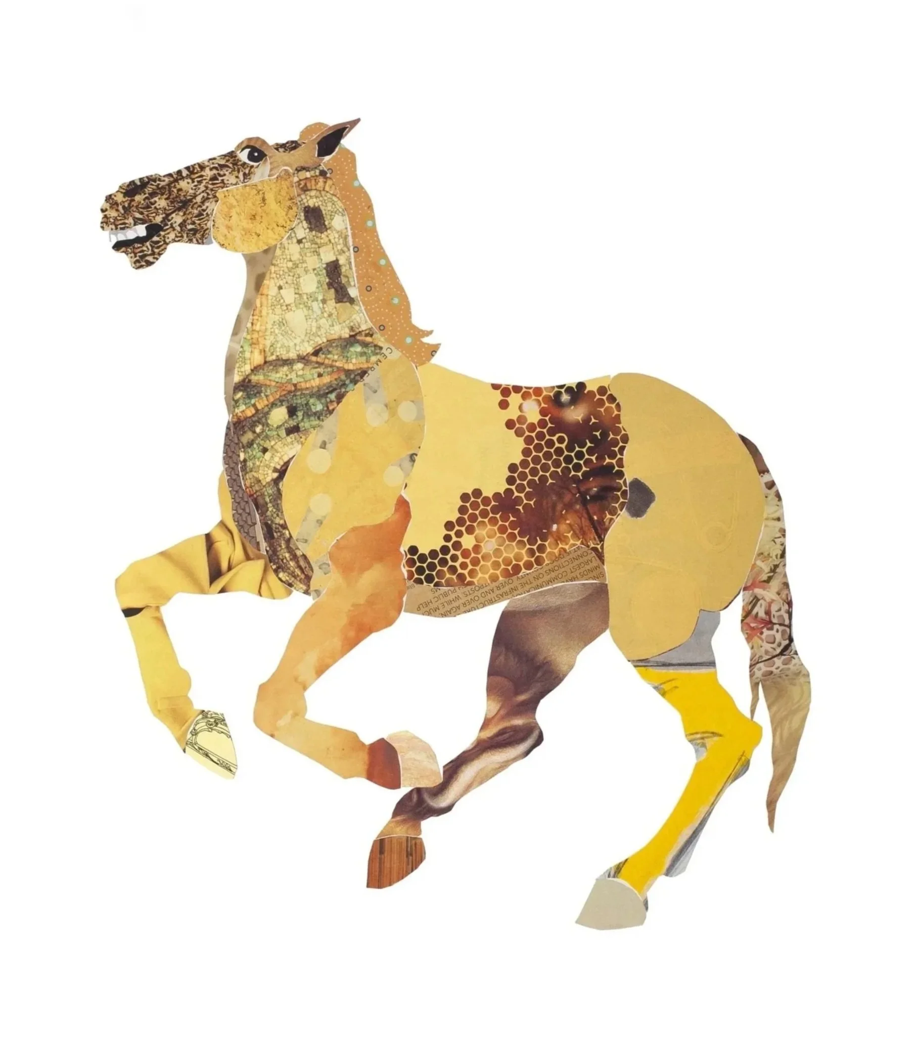 Yellow Horse, collage, 25 x 23", Sold