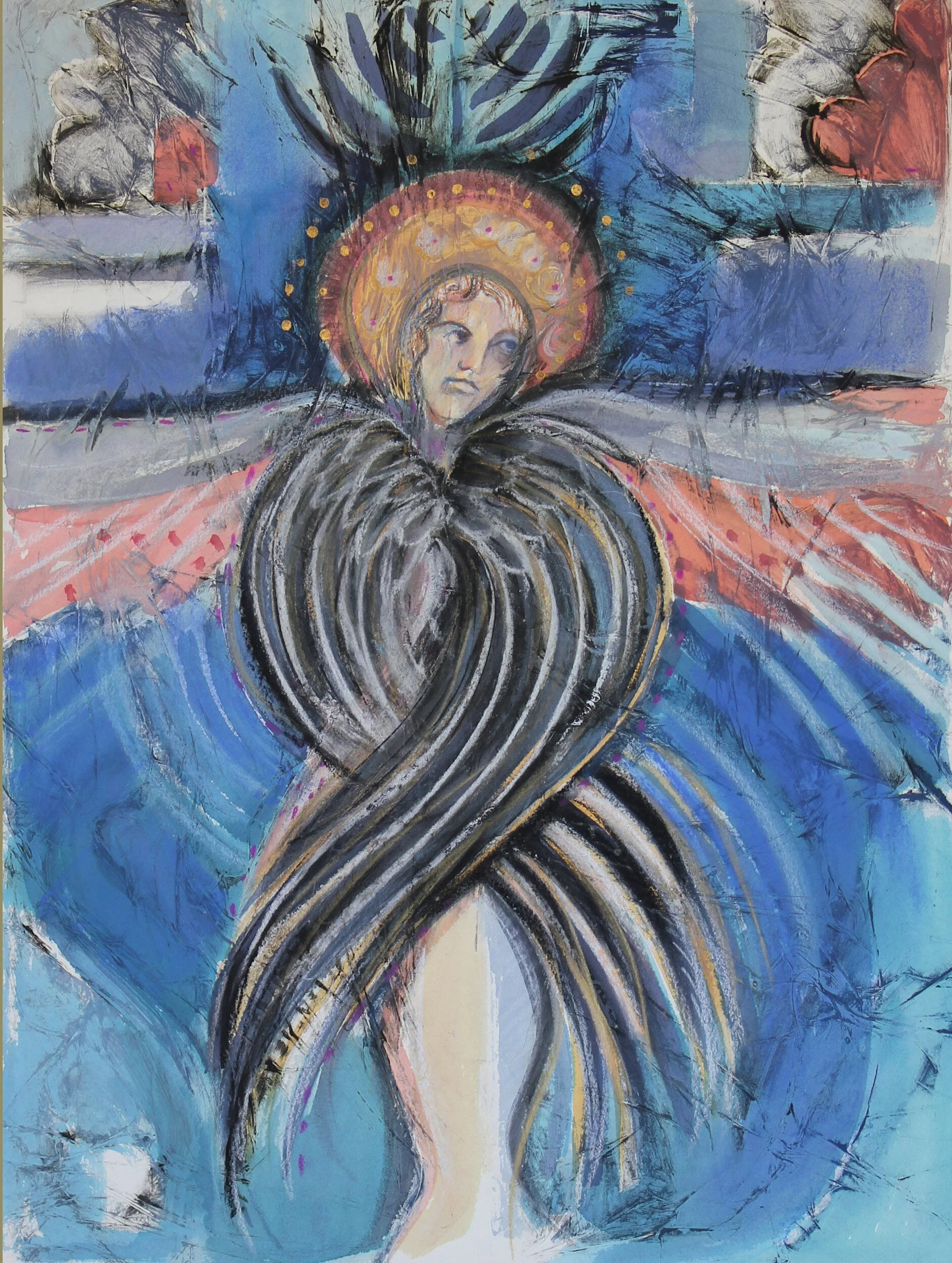 Disappointed Angel, acrylic on paper
