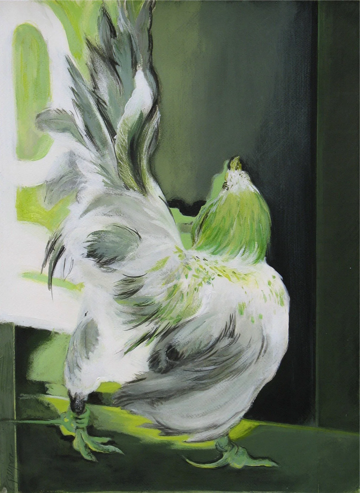 Green Banty, acrylic on paper, 30 x 22 in, Sold