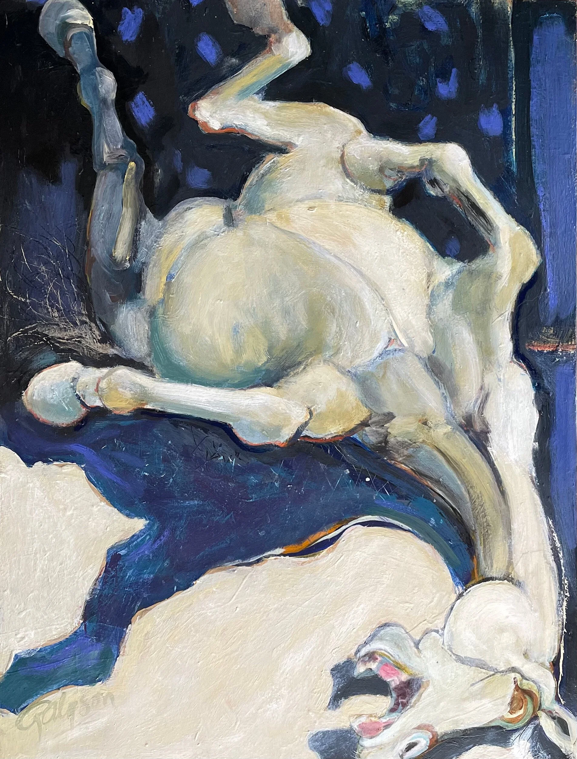 Louie Rolling, oil on wood