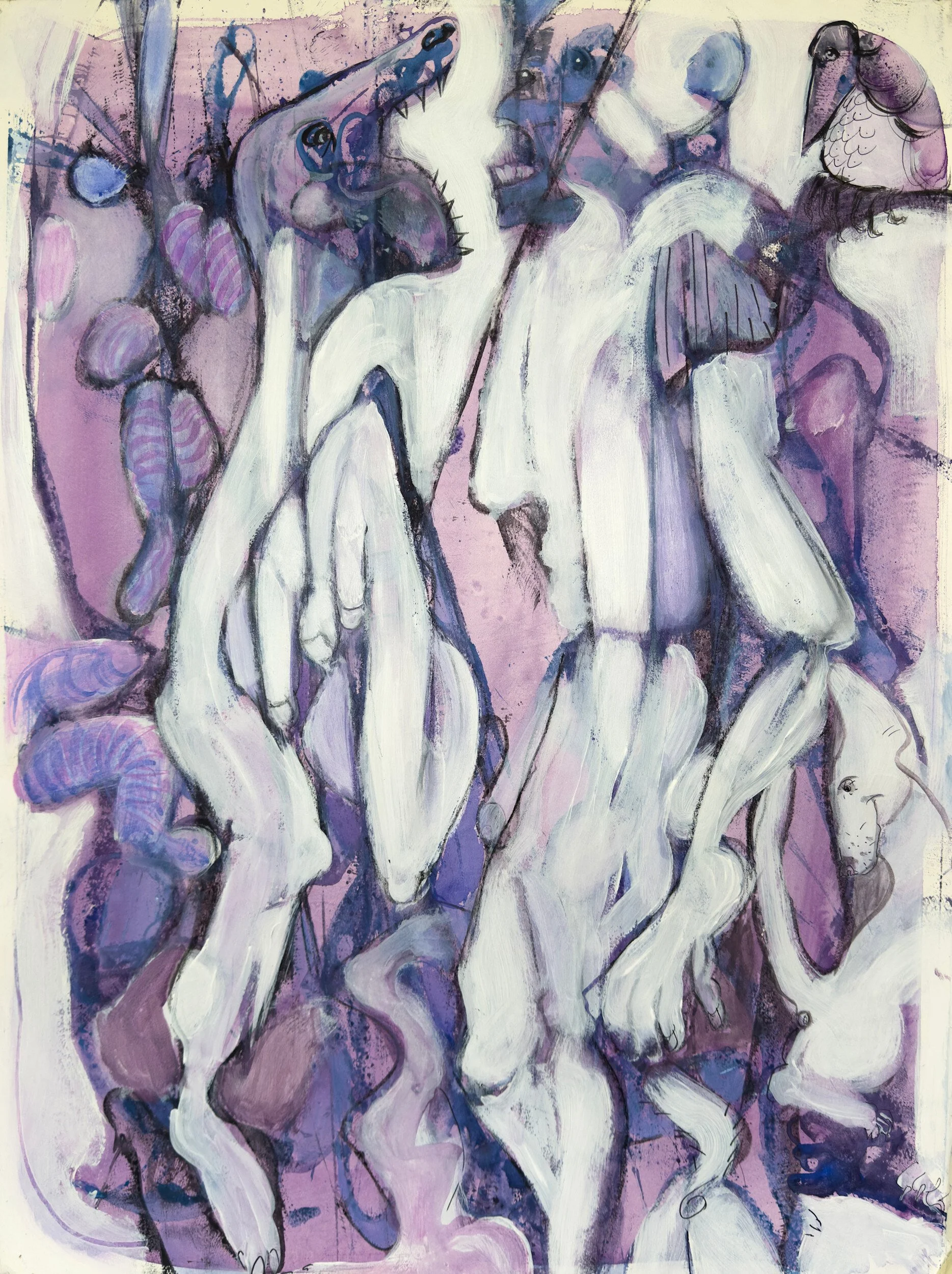 Violent Strings, acrylic on paper