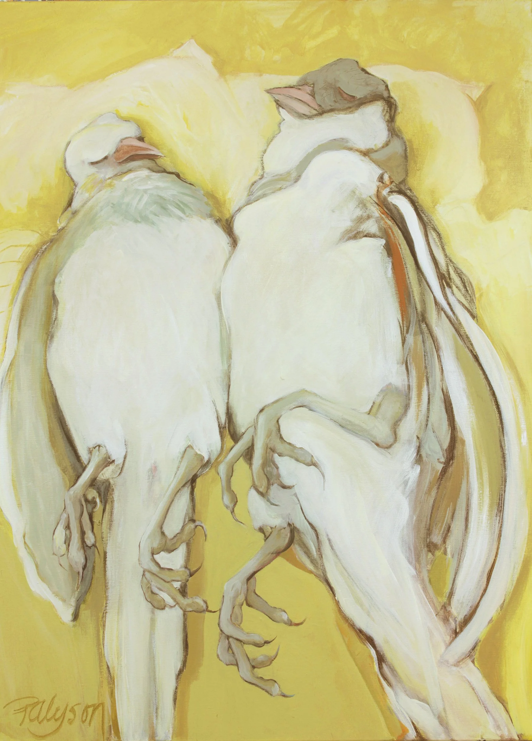 Lovebirds, acrylic on canvas
