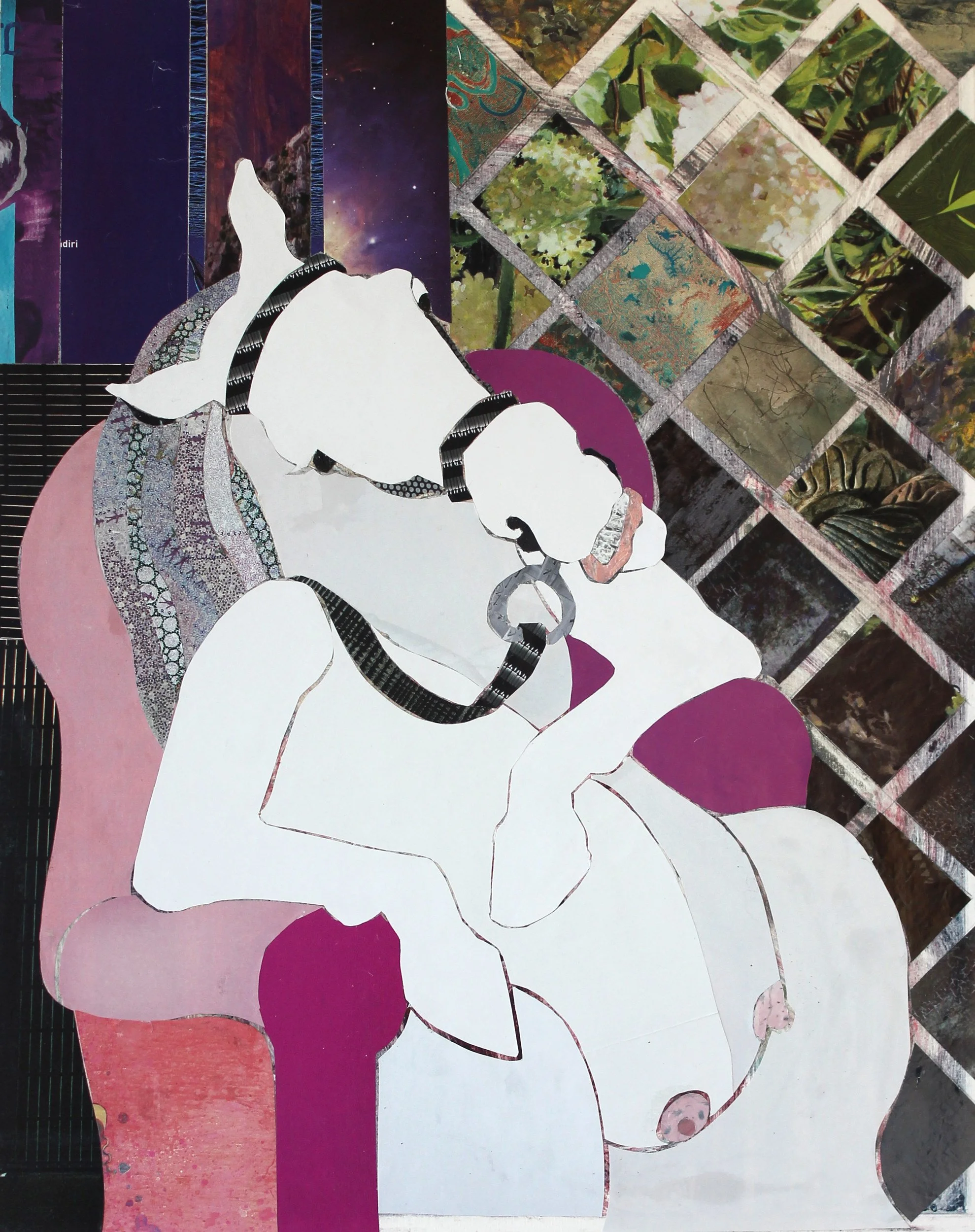 Seated Mare, cut paper, 25 x 23 in