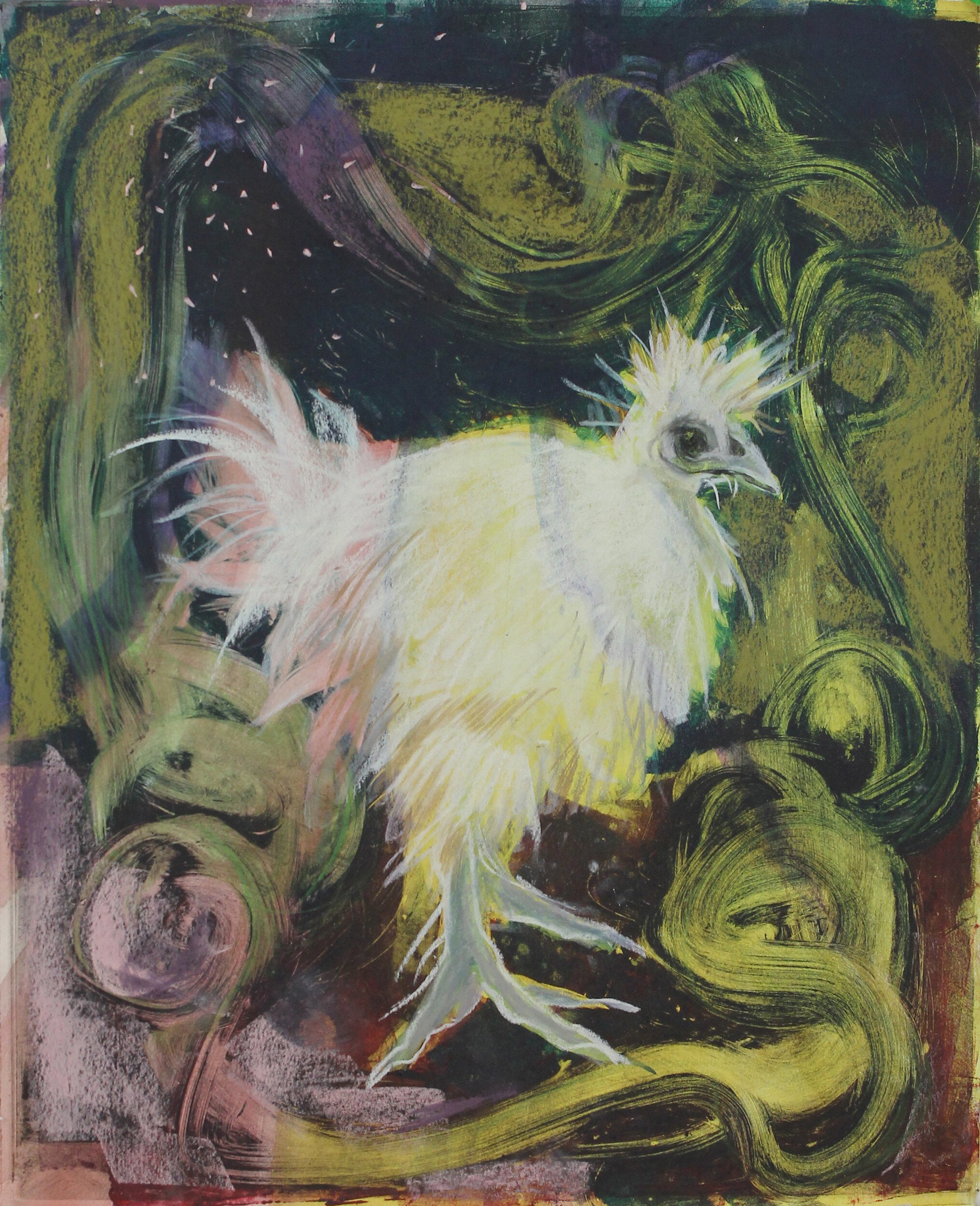 Frazzled Fantasy, acrylic and ink on paper, Sold