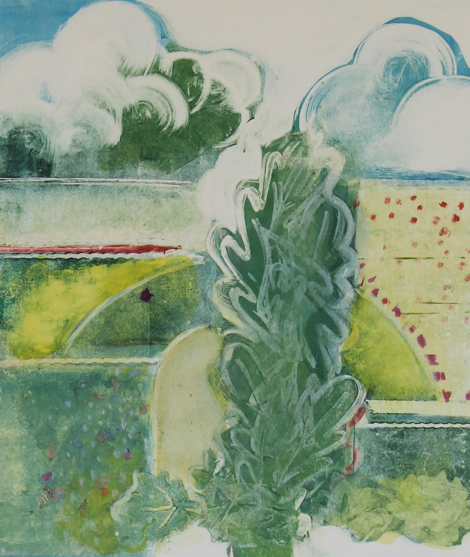 Green Cypress, ink and acrylic on paper