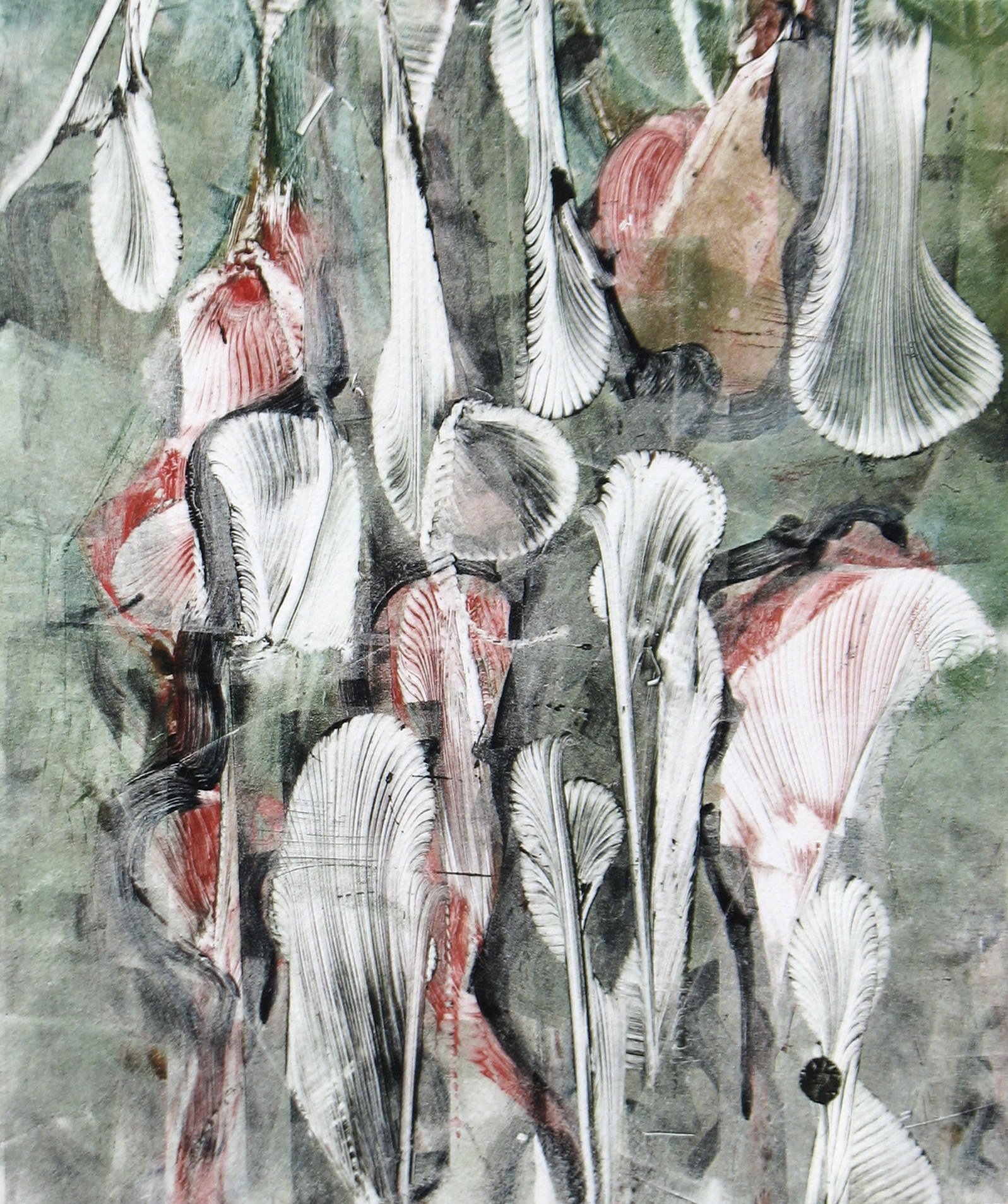 Trumpet Strings, acrylic on paper, 22 x 15 in