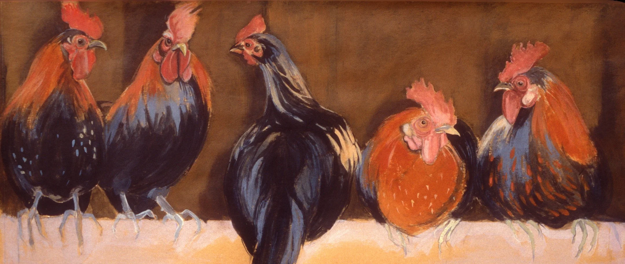 Five Birds, acrylic on canvas