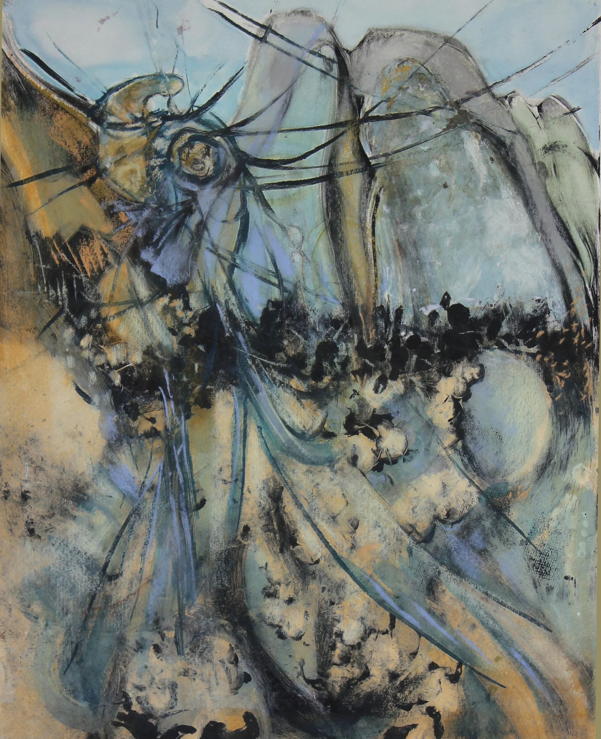 Old Delhi Lines, acrylic and ink on paper
