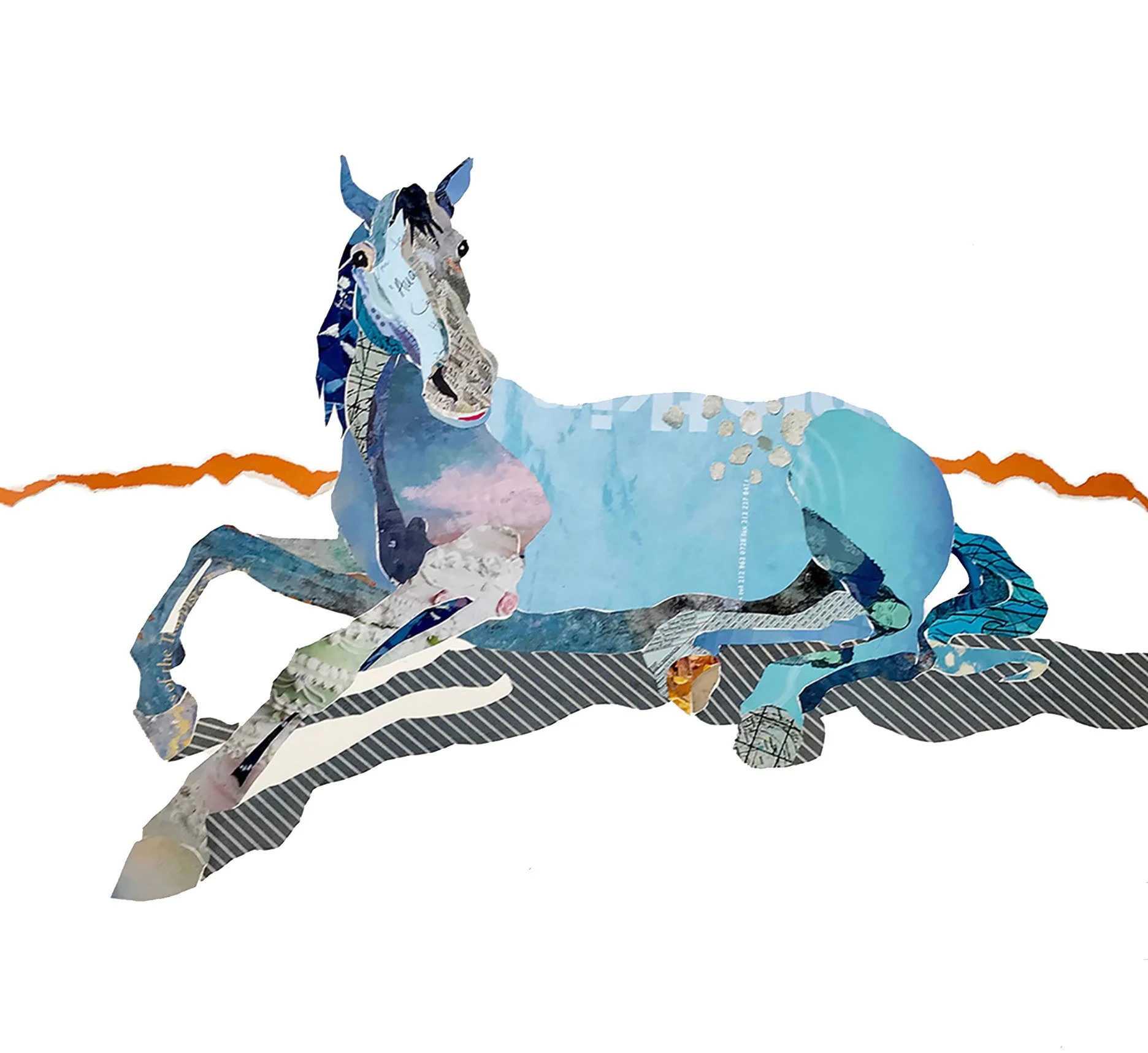 Laying Horse, cut paper