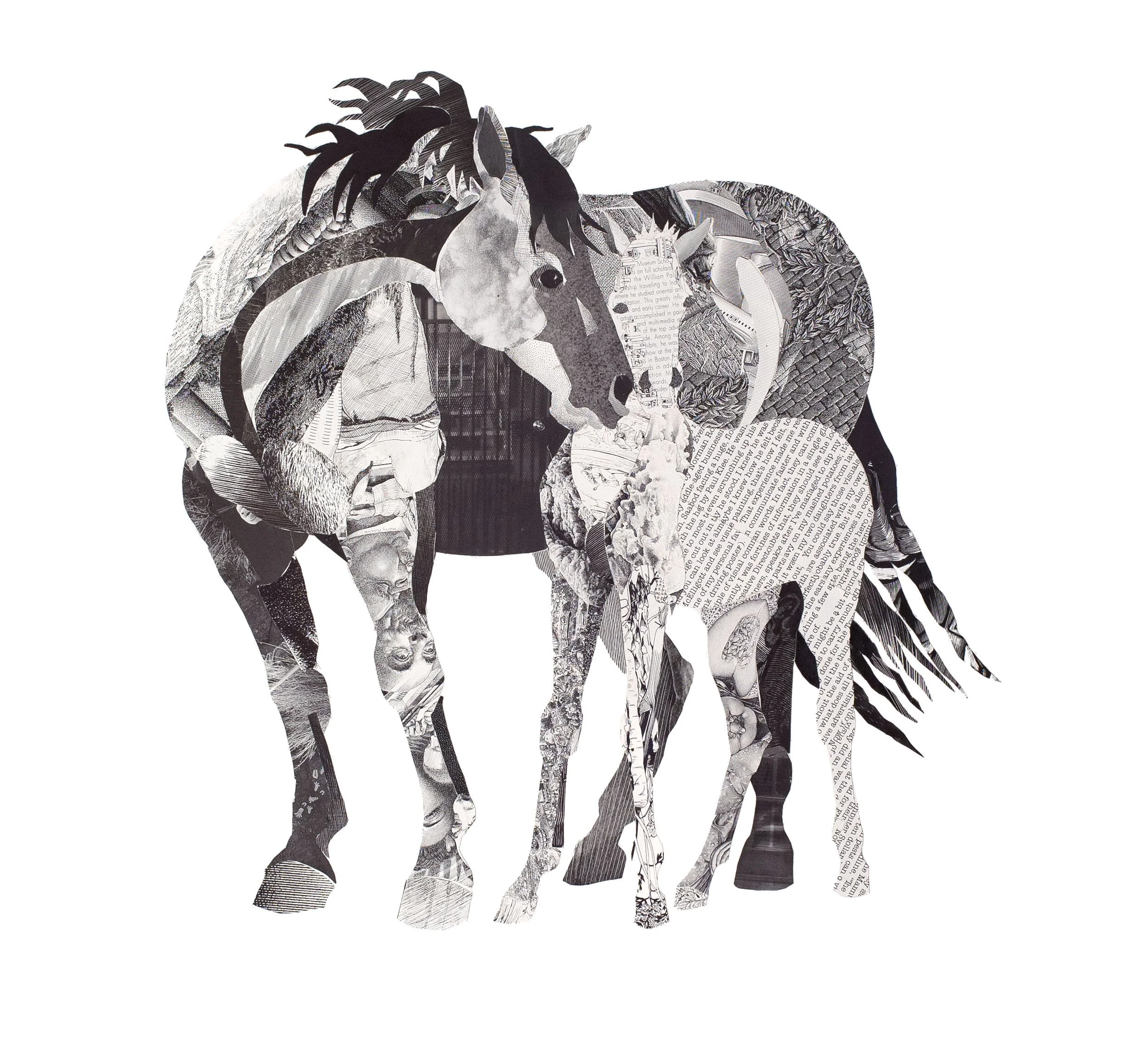 Mother Mare, cut paper, 25 x 23 in