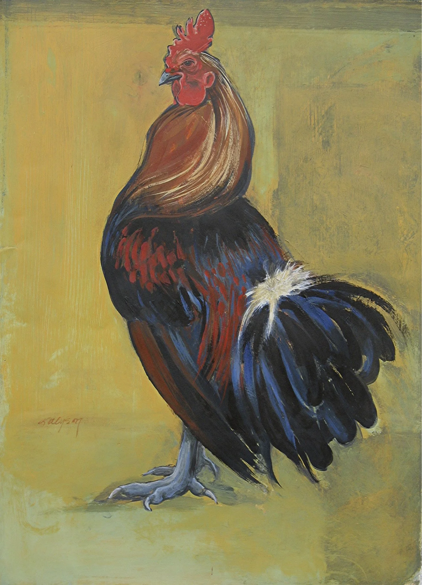 Red Banty Profile, acrylic on paper, 30 x 22 in