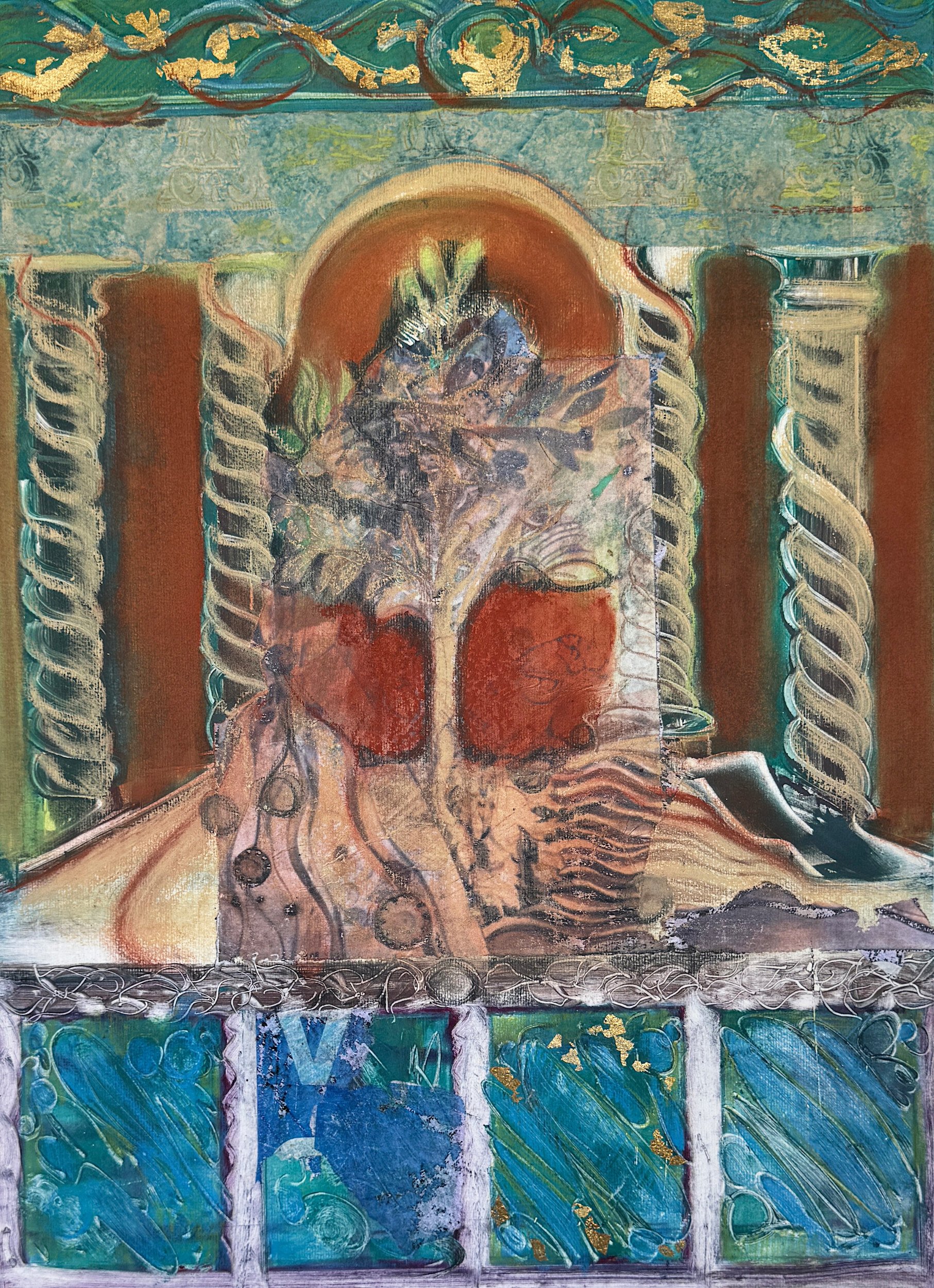 Florentine Garden, ink and acrylic on paper