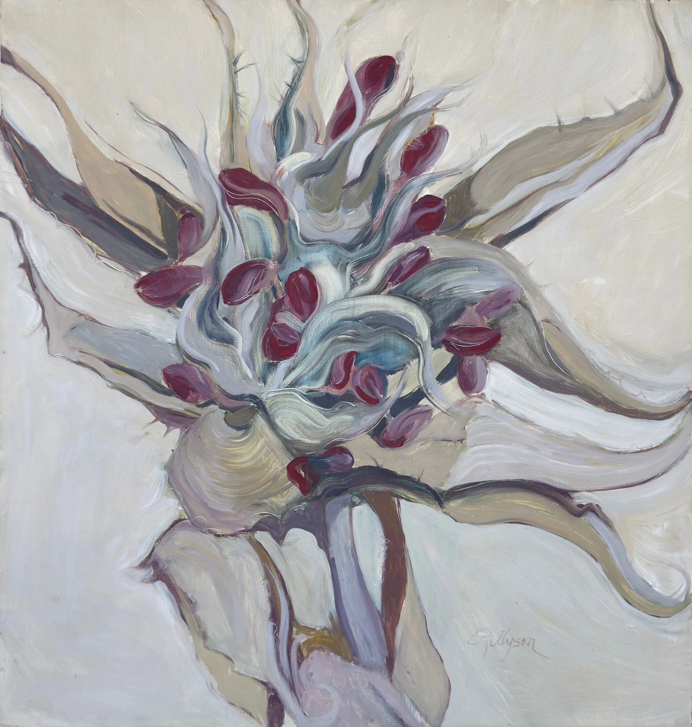 Dried Botanical, acrylic on canvas, 27.5 x 28.5 in