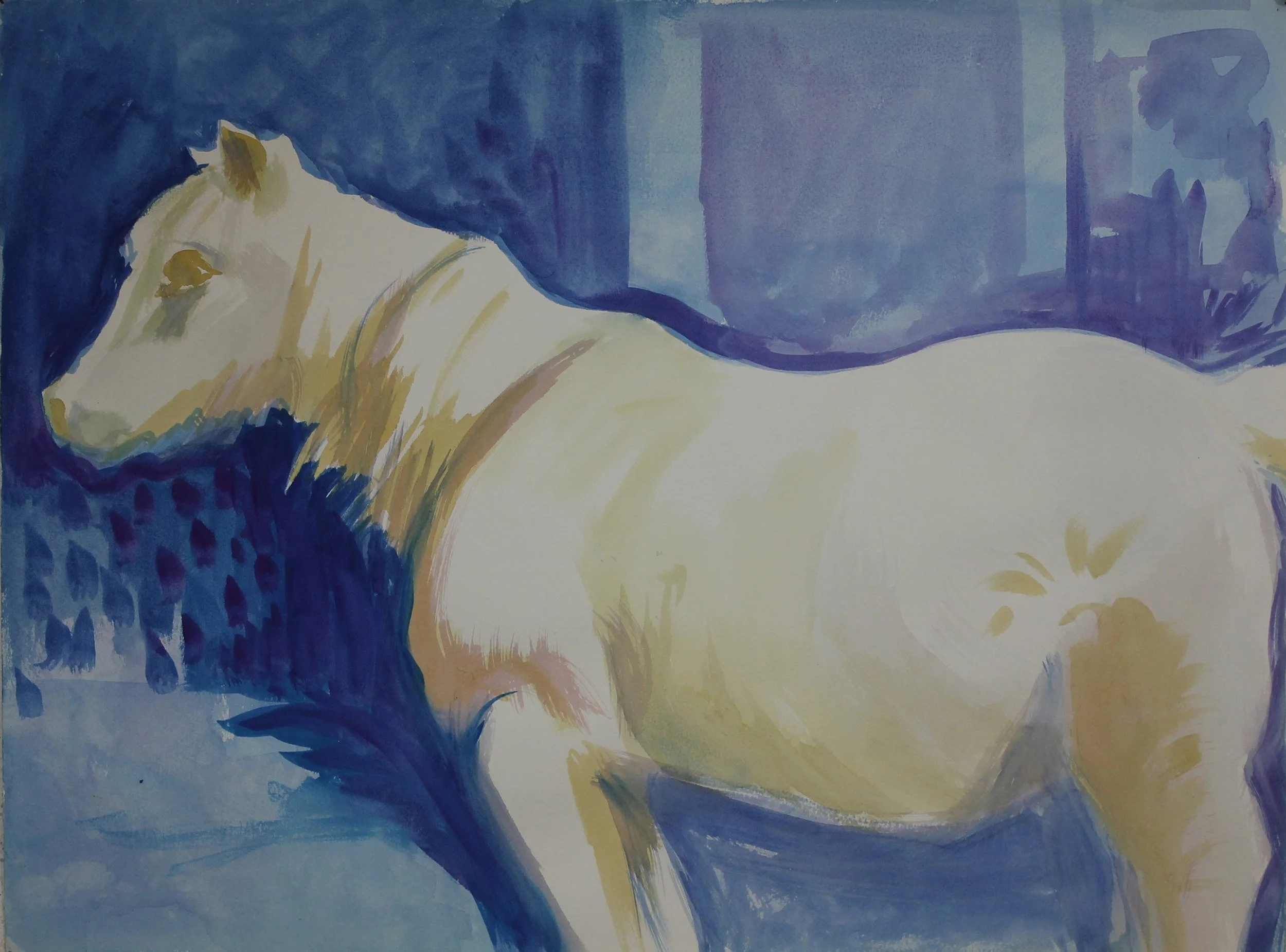 Pony in Blue, acrylic on canvas