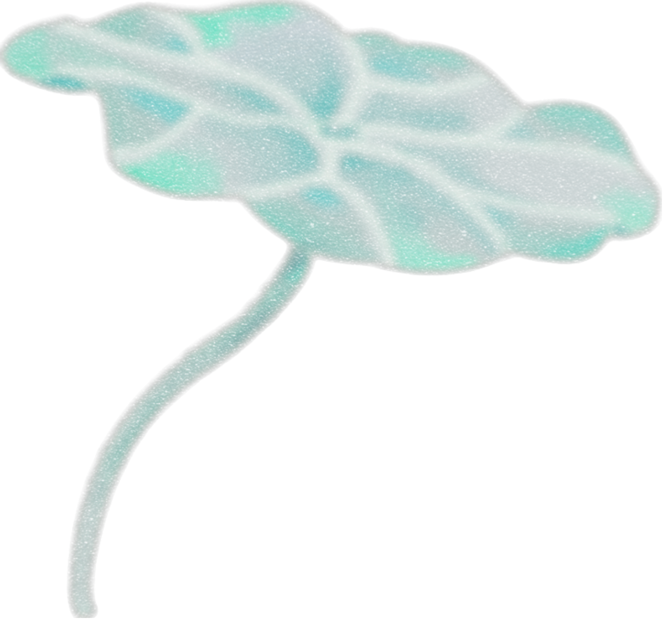Hoja decorativa con forma de dragón en tonos verde y azul