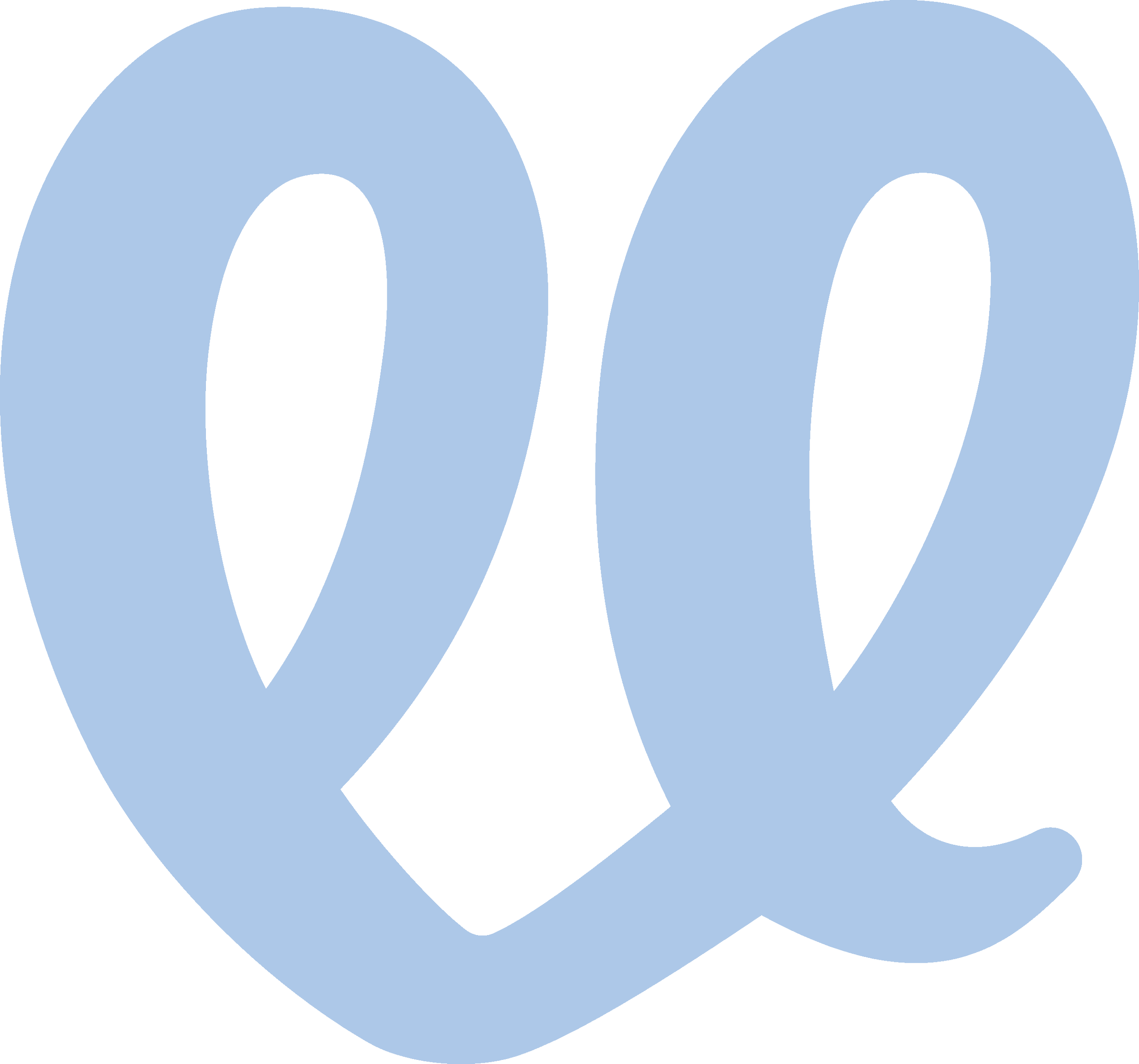 Light blue overlapping hearts with a silhouette of a heart shape in the background