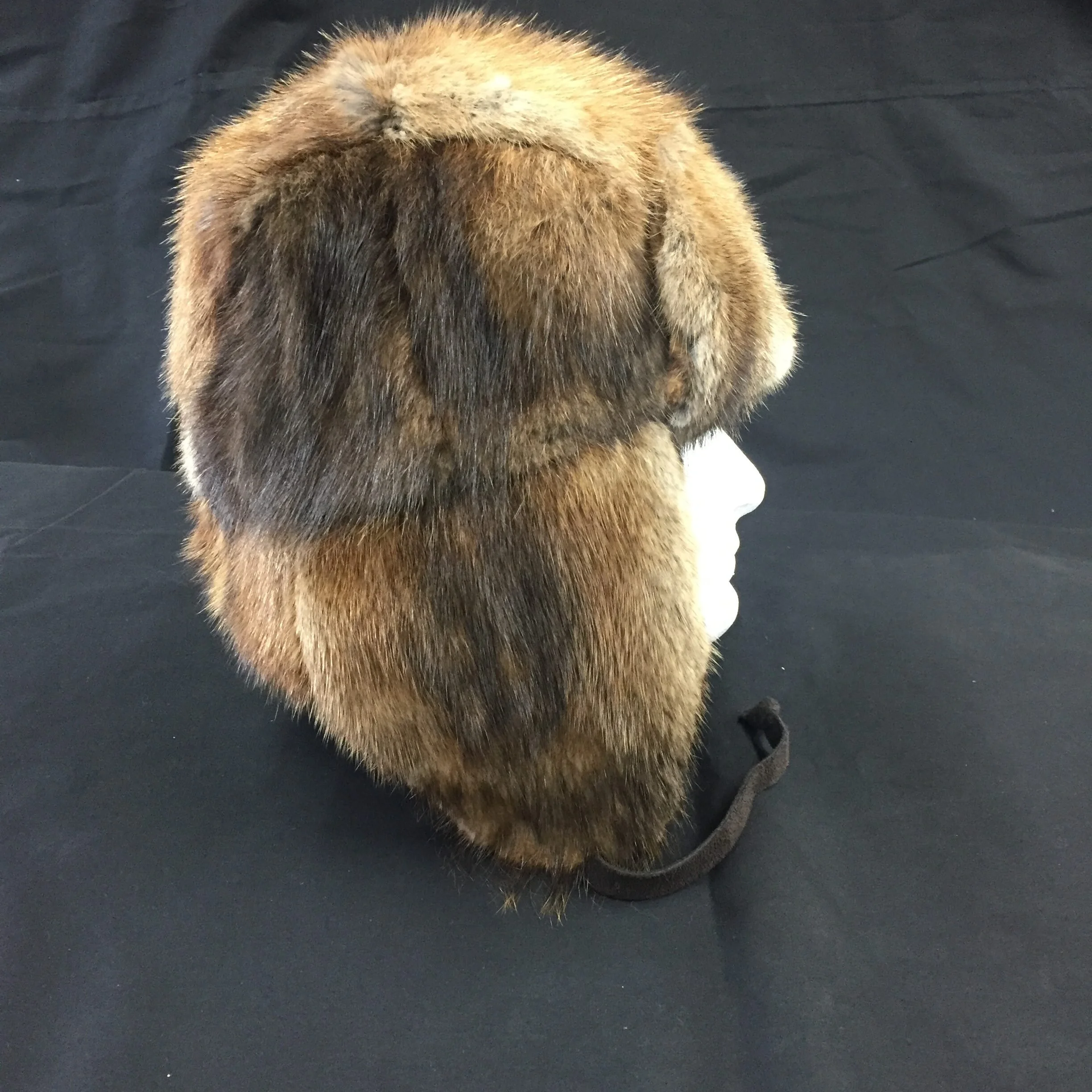 A custom-made trapper's hat. 
