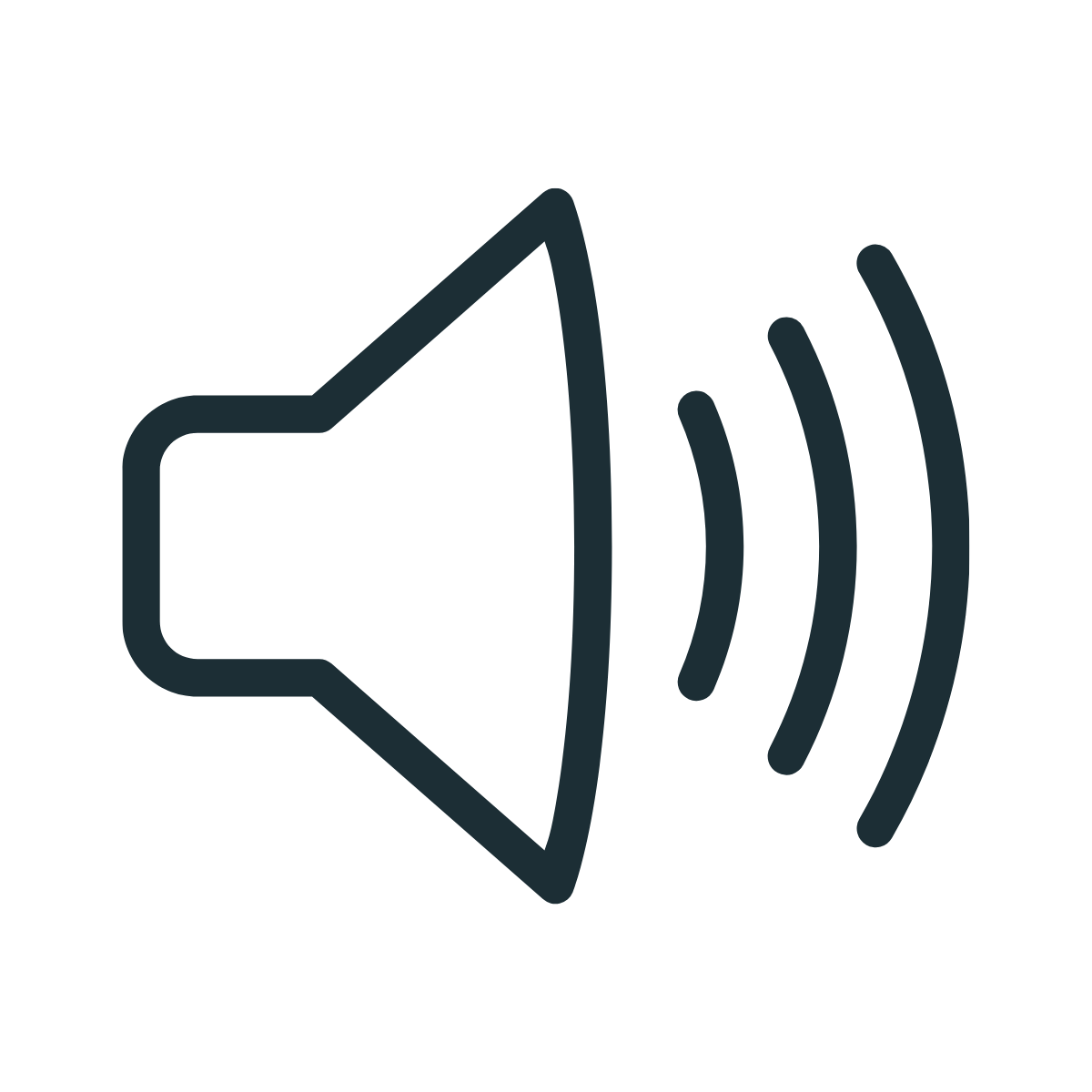 Icon of a speaker with sound waves indicating volume or sound.