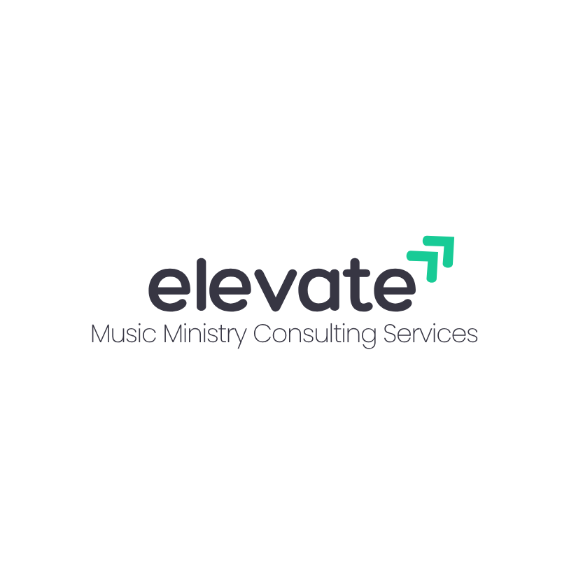 Elevate logo with a stylized arrow and the text 'Music Ministry Consulting Services' underneath.