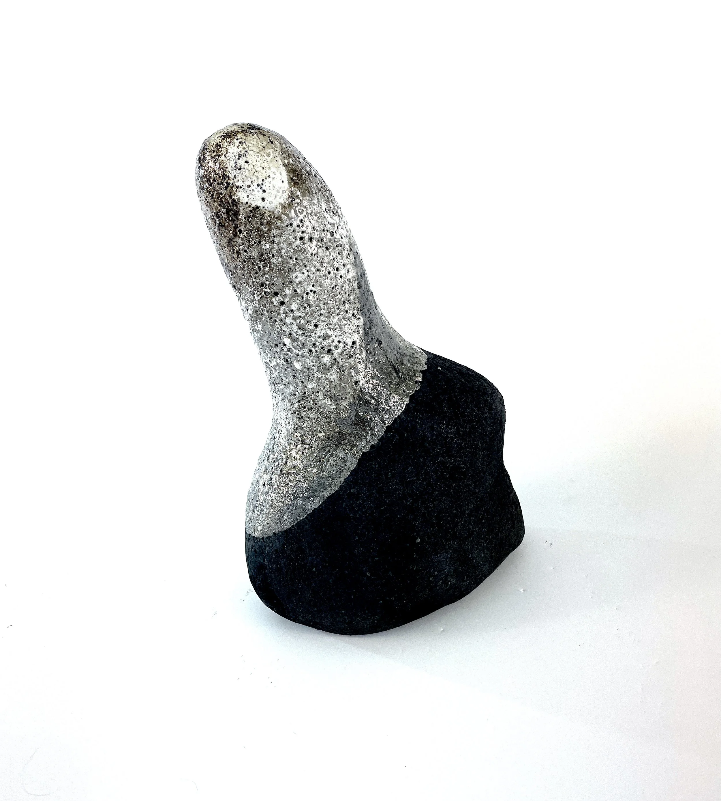 phallic raku object, ceramic, raku fired, 18x25x16 cm, 2022
