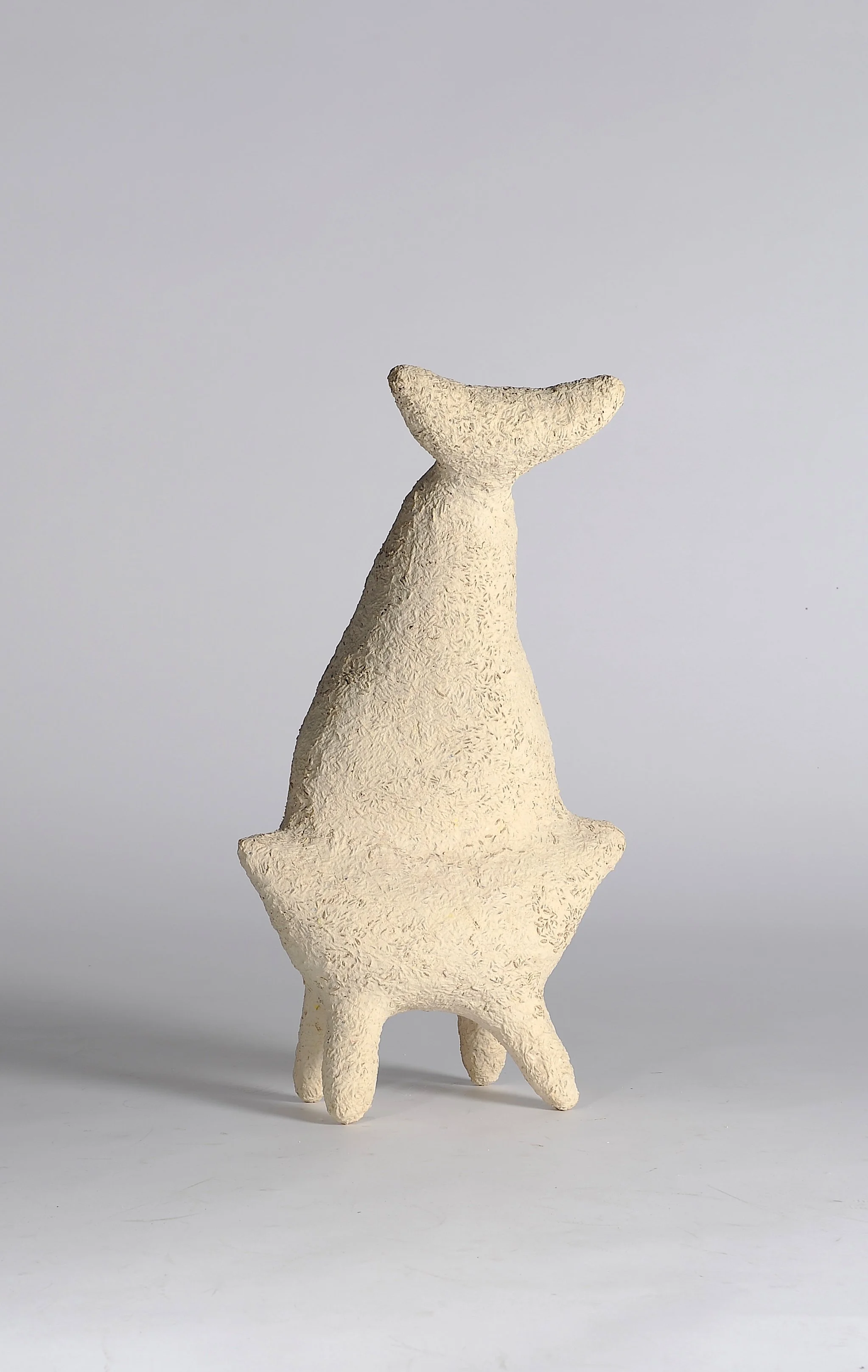 entity on the way, wire, papier-mâché, paint, rice, 36x60x24 cm, 2017  