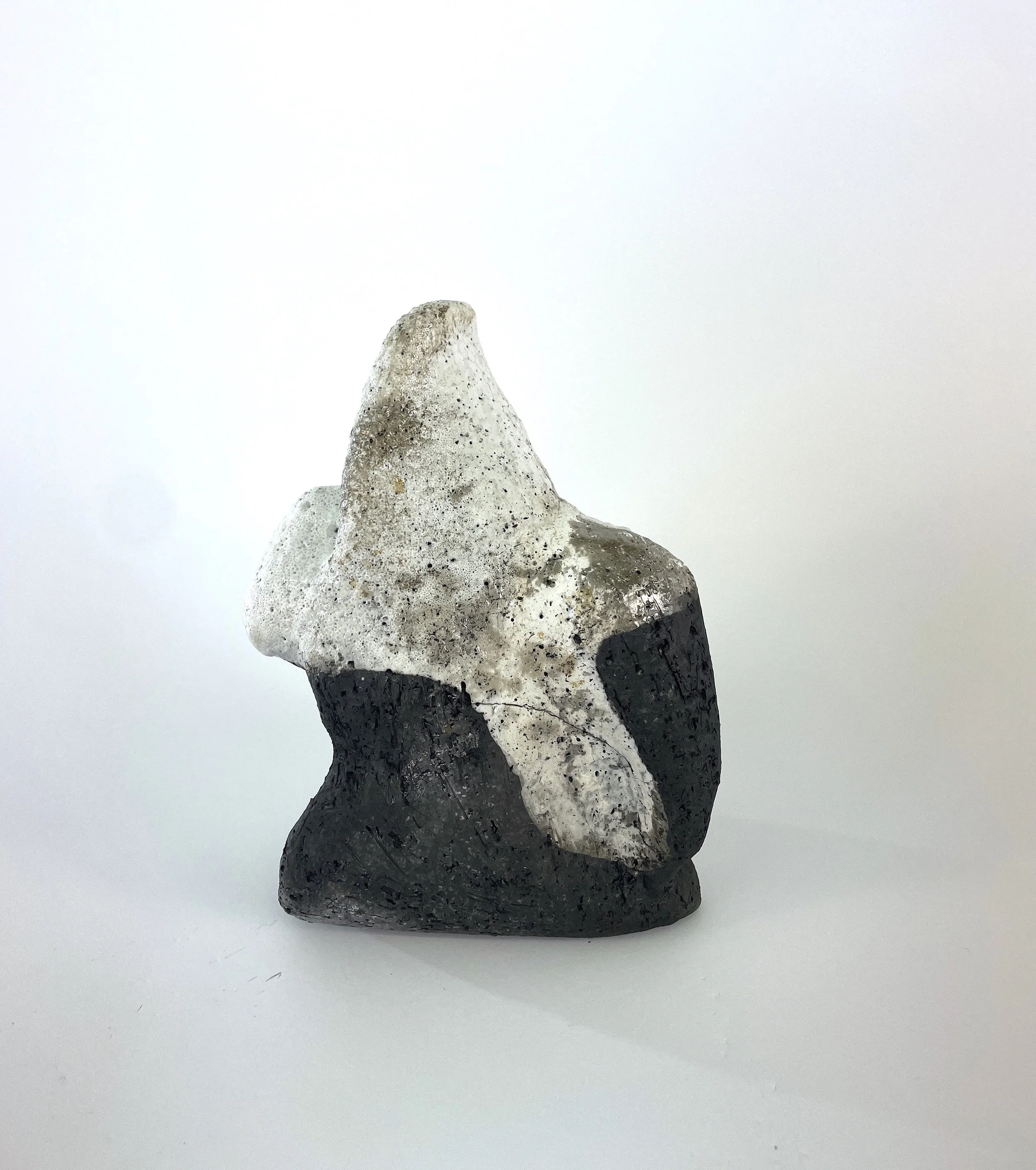 wavy raku object, ceramic, raku fired, 15x20x13, 2022   