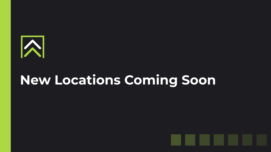 Announcement that new locations are coming soon, featuring a black background with green and white accents.