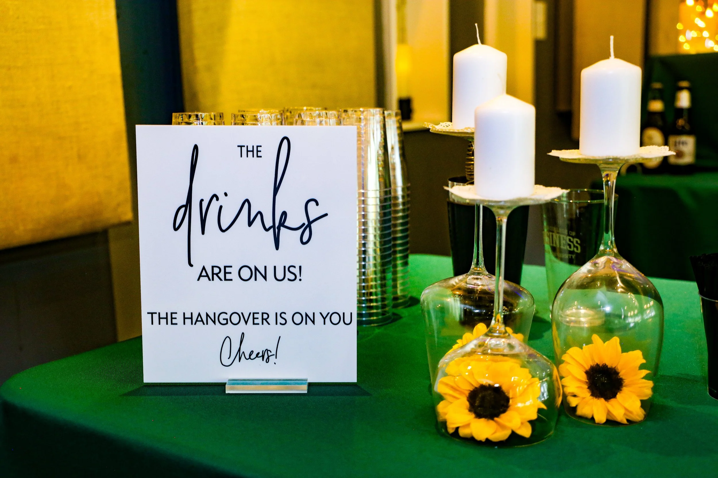 sunflower decorations at bar.JPG