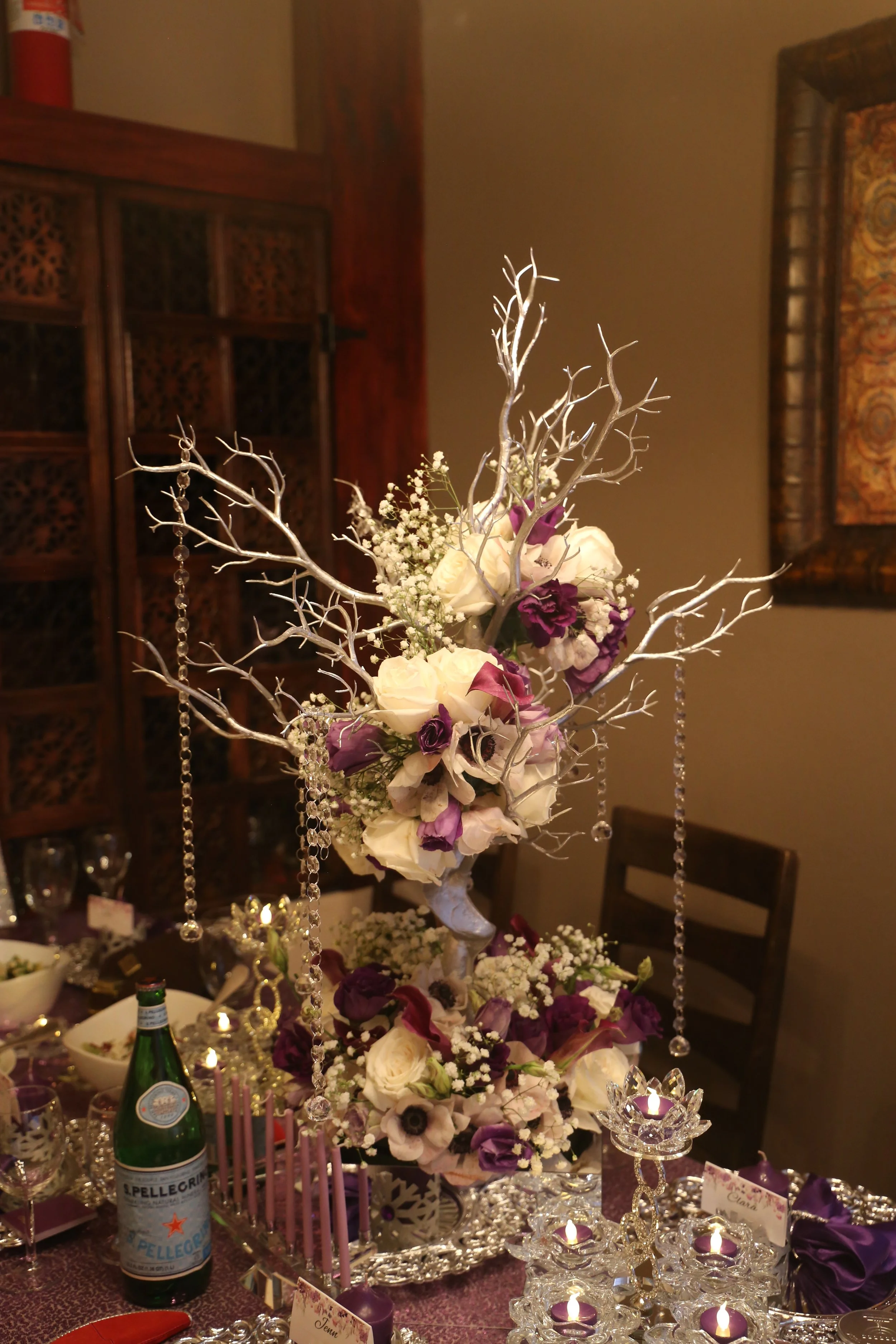 pink and purple centerpiece.JPG